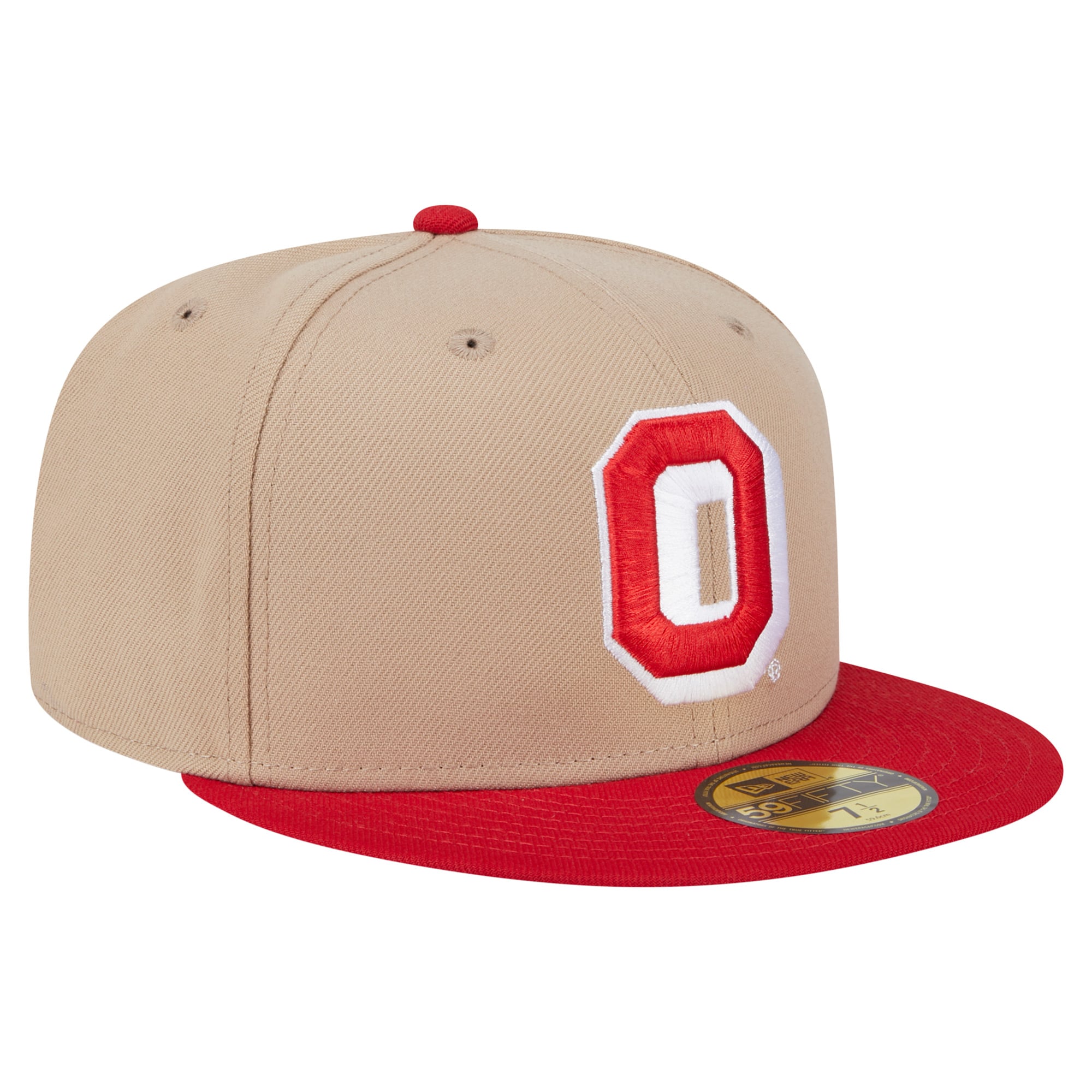 Men's New Era Khaki Ohio State Buckeyes Throwback Two-Tone 59FIFTY Fitted Hat