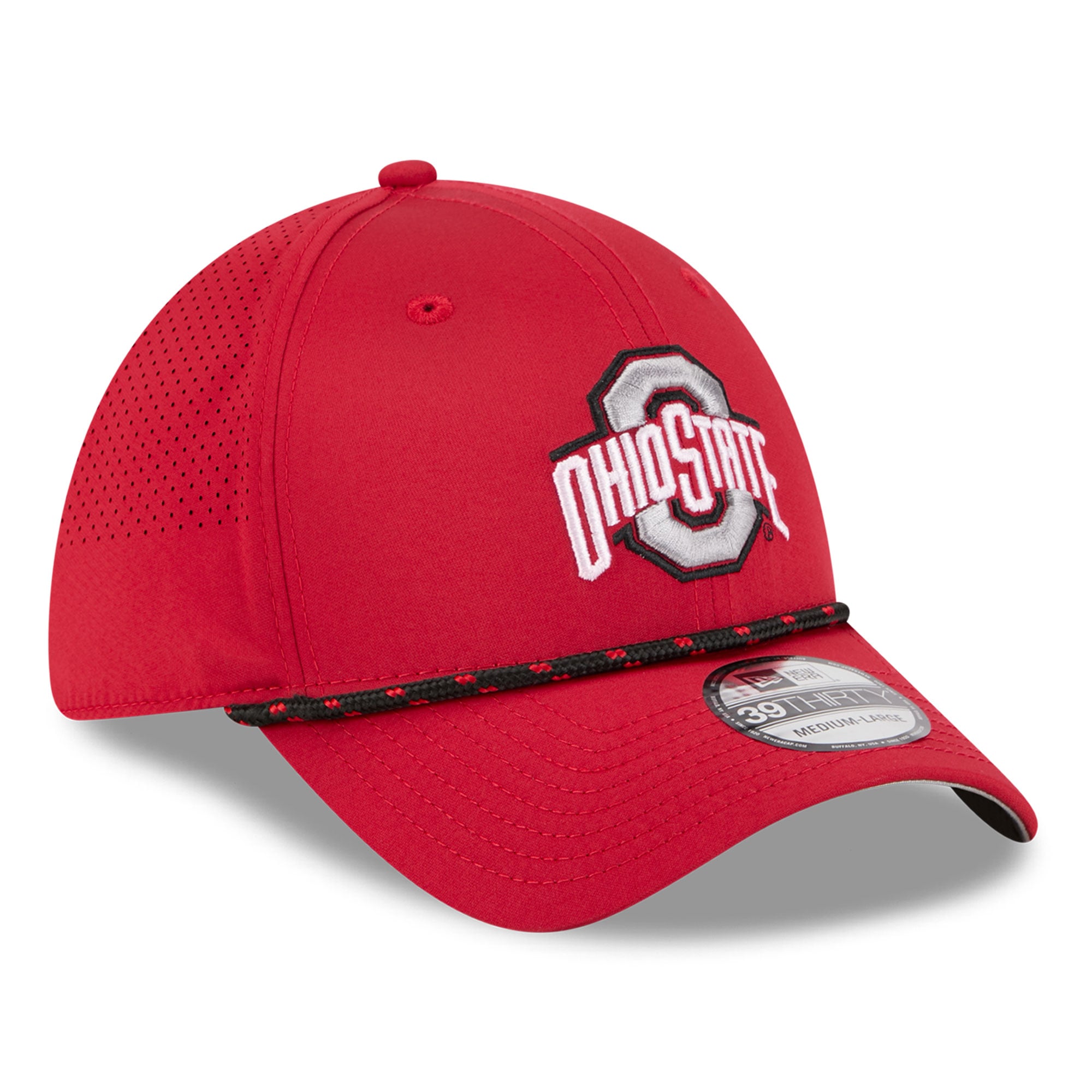 Casquette extensible New Era Scarlet Ohio State Buckeyes Performance Rope 39THIRTY pour homme
