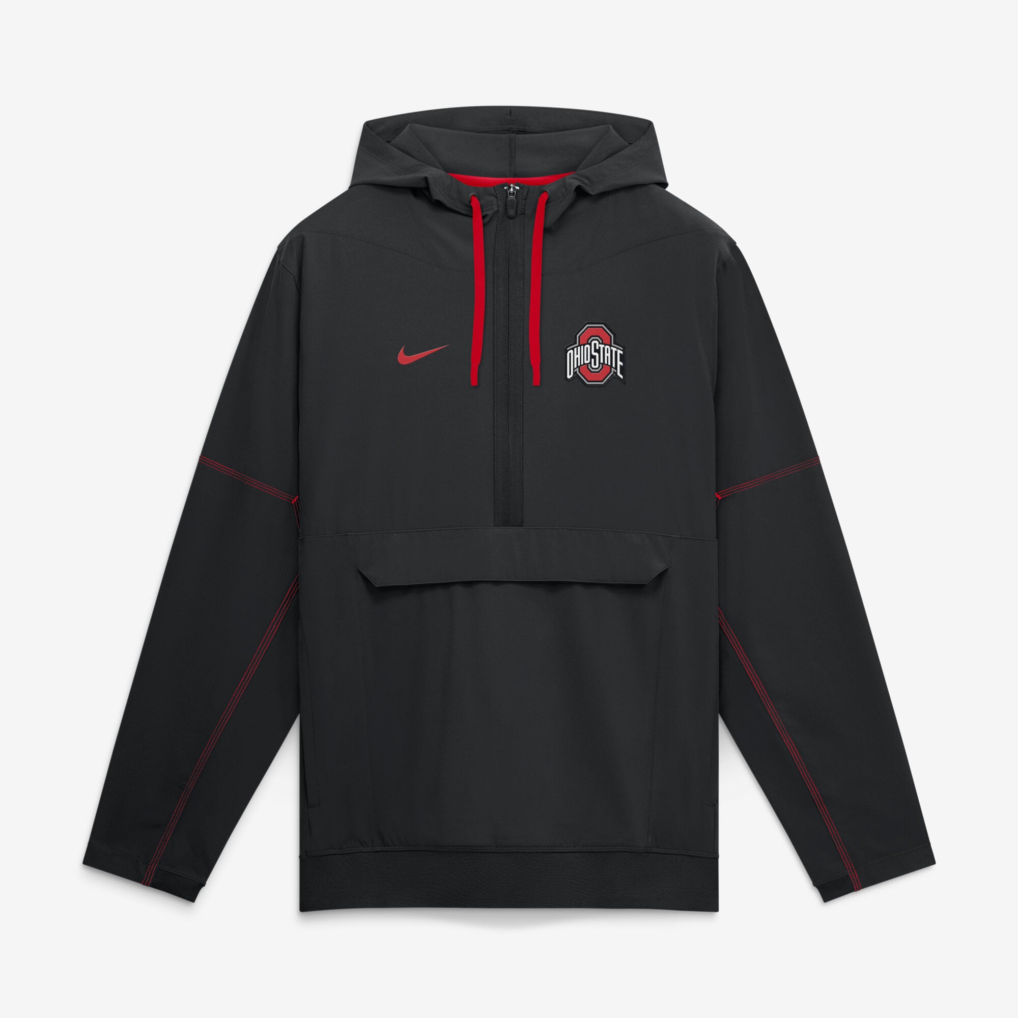 Men's Nike Scarlet Ohio State Buckeyes 2026 Sideline Anorak Half-Zip Hooded Jacket