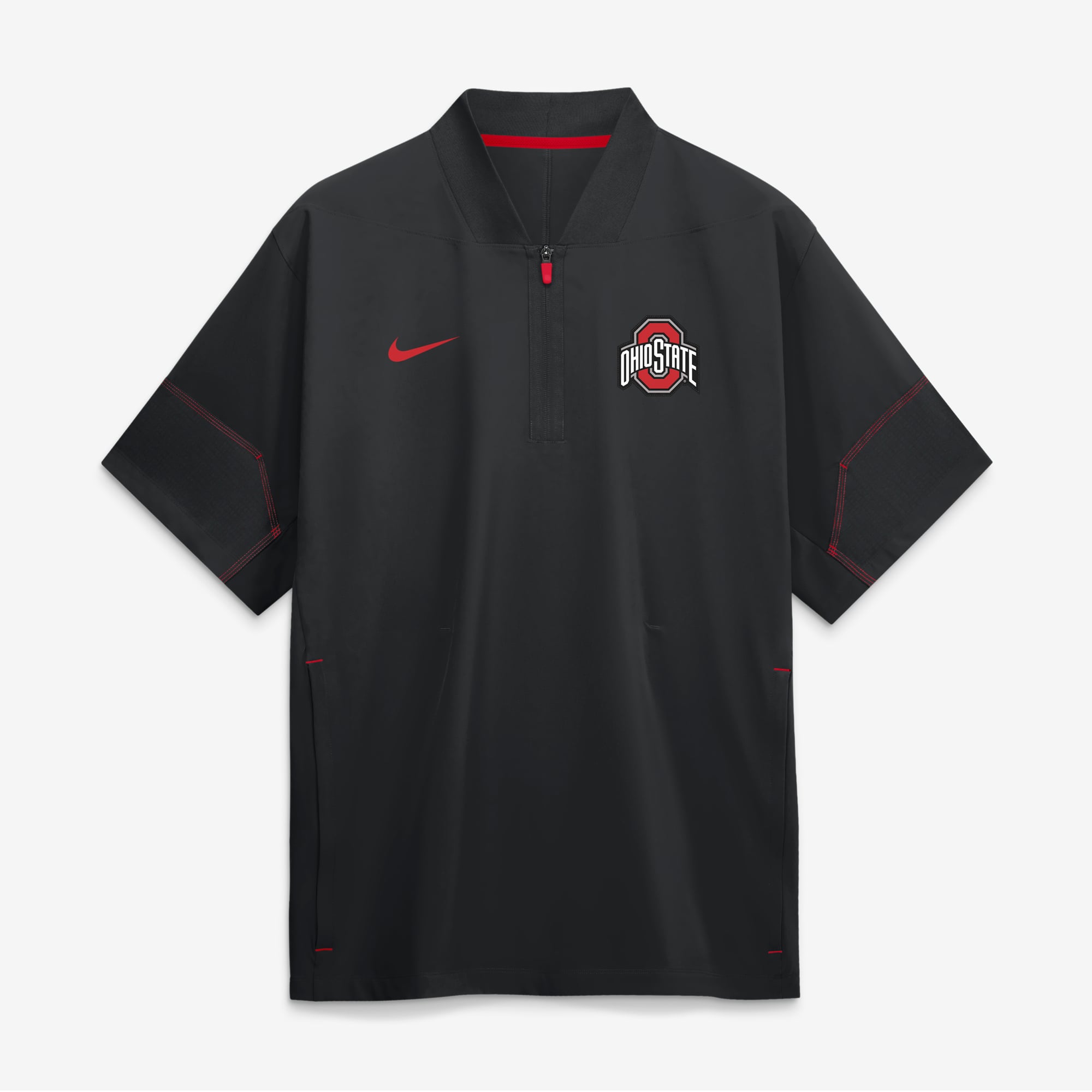 Men's Nike Black Ohio State Buckeyes 2026 Sideline Short Sleeve Quarter-Zip Coaches Jacket