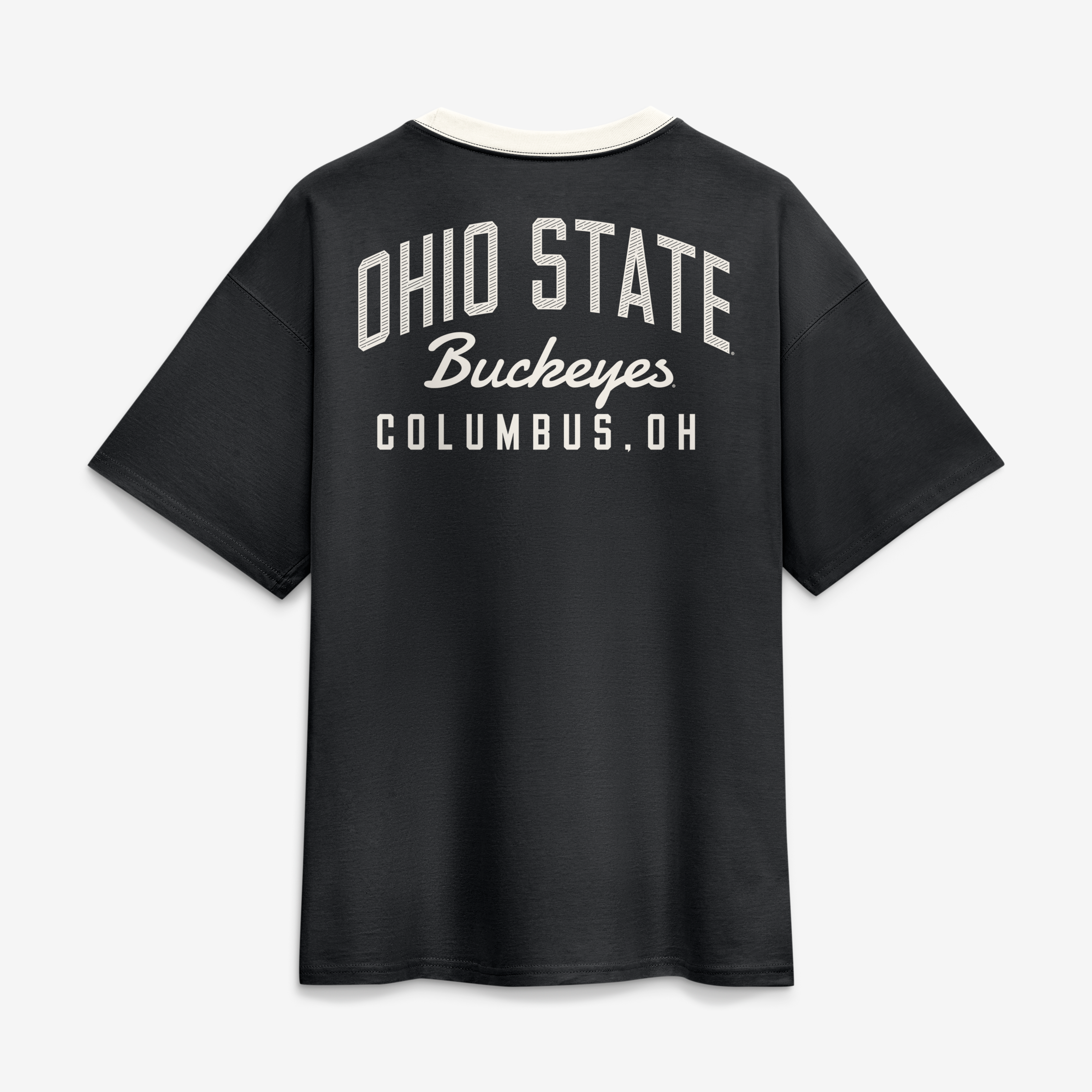 T-shirt Nike Legacy Max90 Pocket noir pour homme, avec bordures contrastées, aux couleurs des Ohio State Buckeyes.