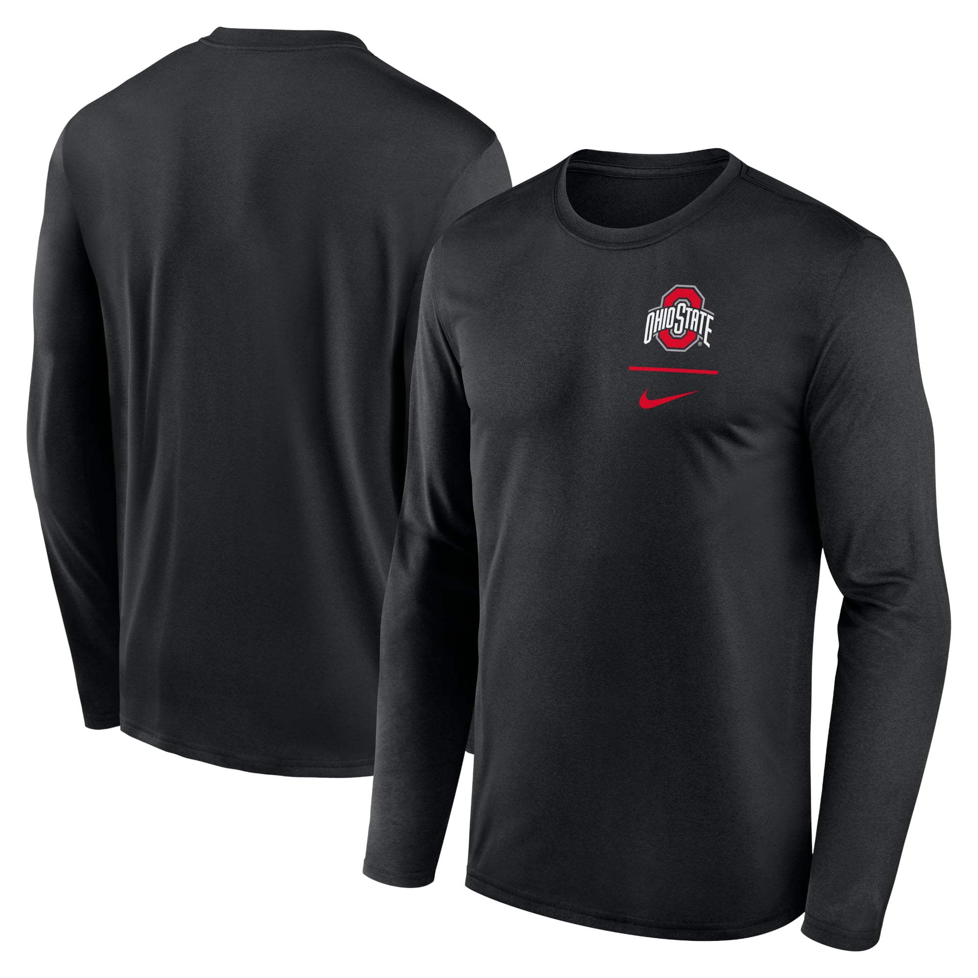 Men's Nike Black Ohio State Buckeyes Primary Stack Legend Performance Long Sleeve T-Shirt