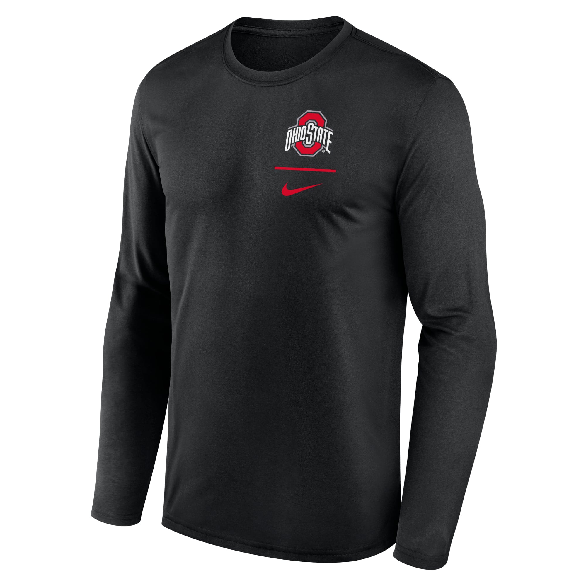 Men's Nike Black Ohio State Buckeyes Primary Stack Legend Performance Long Sleeve T-Shirt