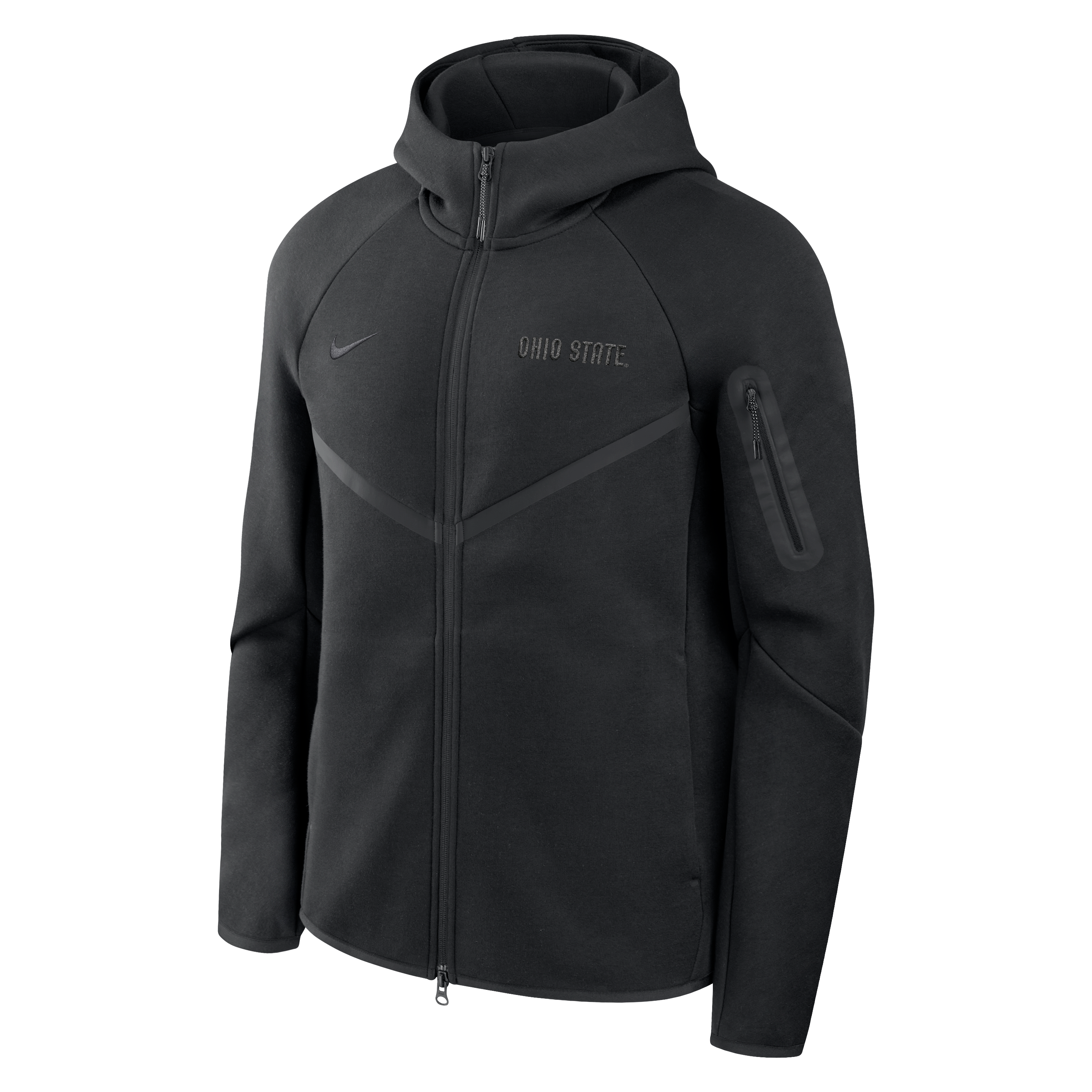 Sweat à capuche zippé Nike Tech Fleece raglan noir Ohio State Buckeyes pour homme
