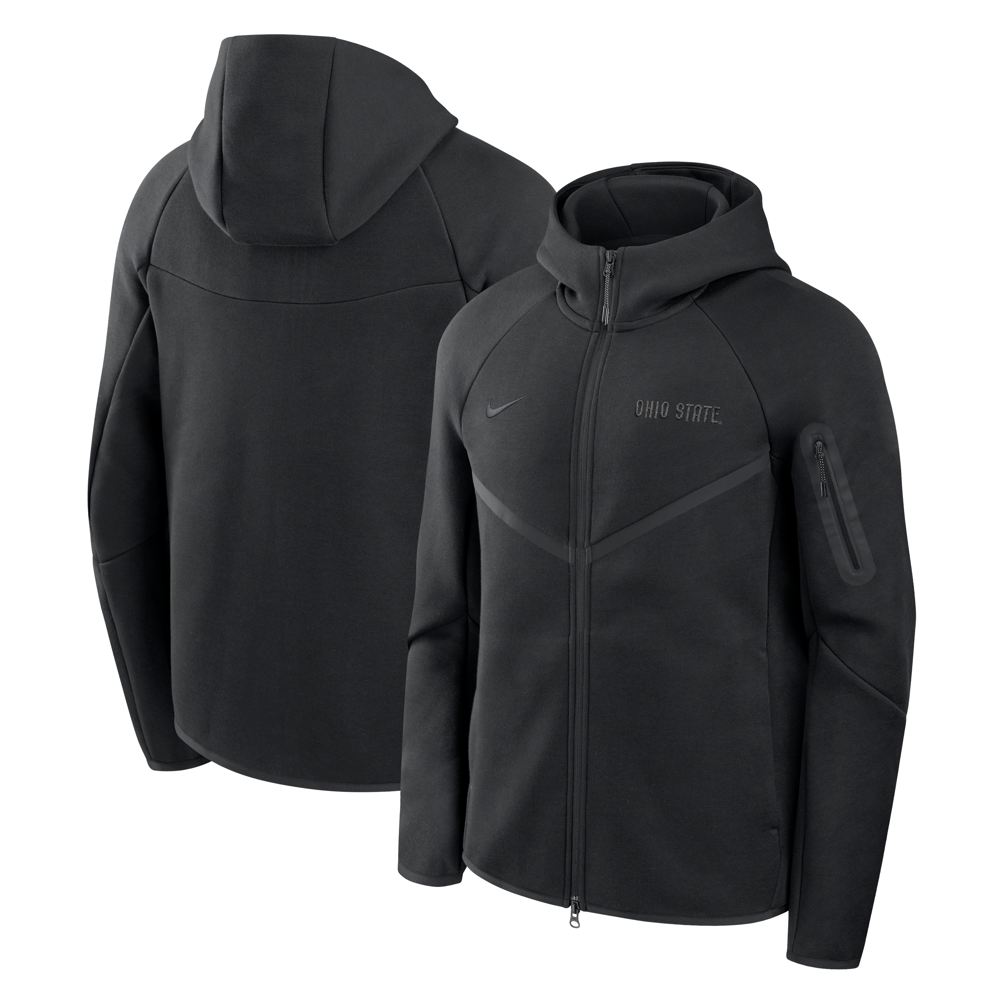 Sweat à capuche zippé Nike Tech Fleece raglan noir Ohio State Buckeyes pour homme