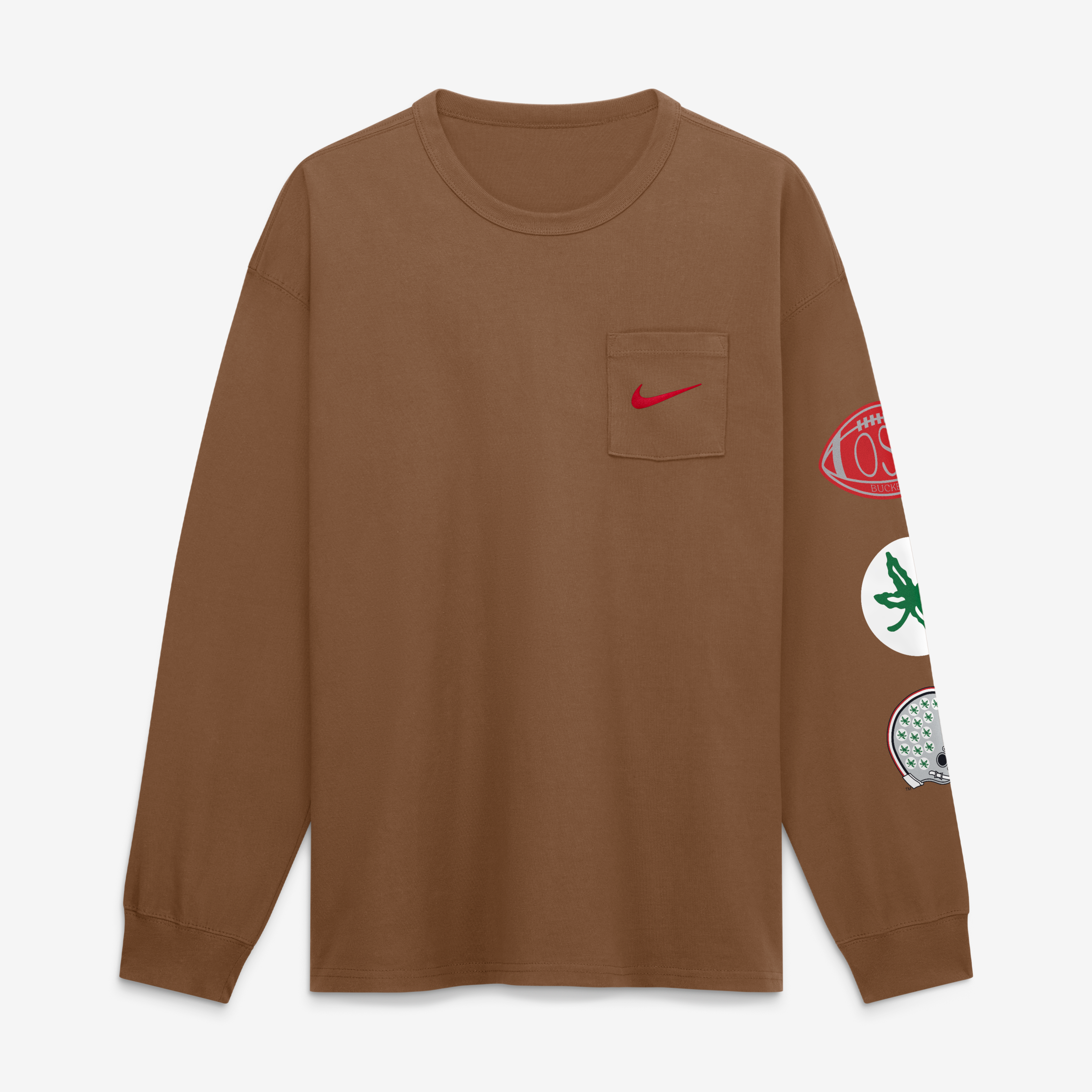 T-shirt à manches longues Nike marron Ohio State Buckeyes pour homme avec poche académique