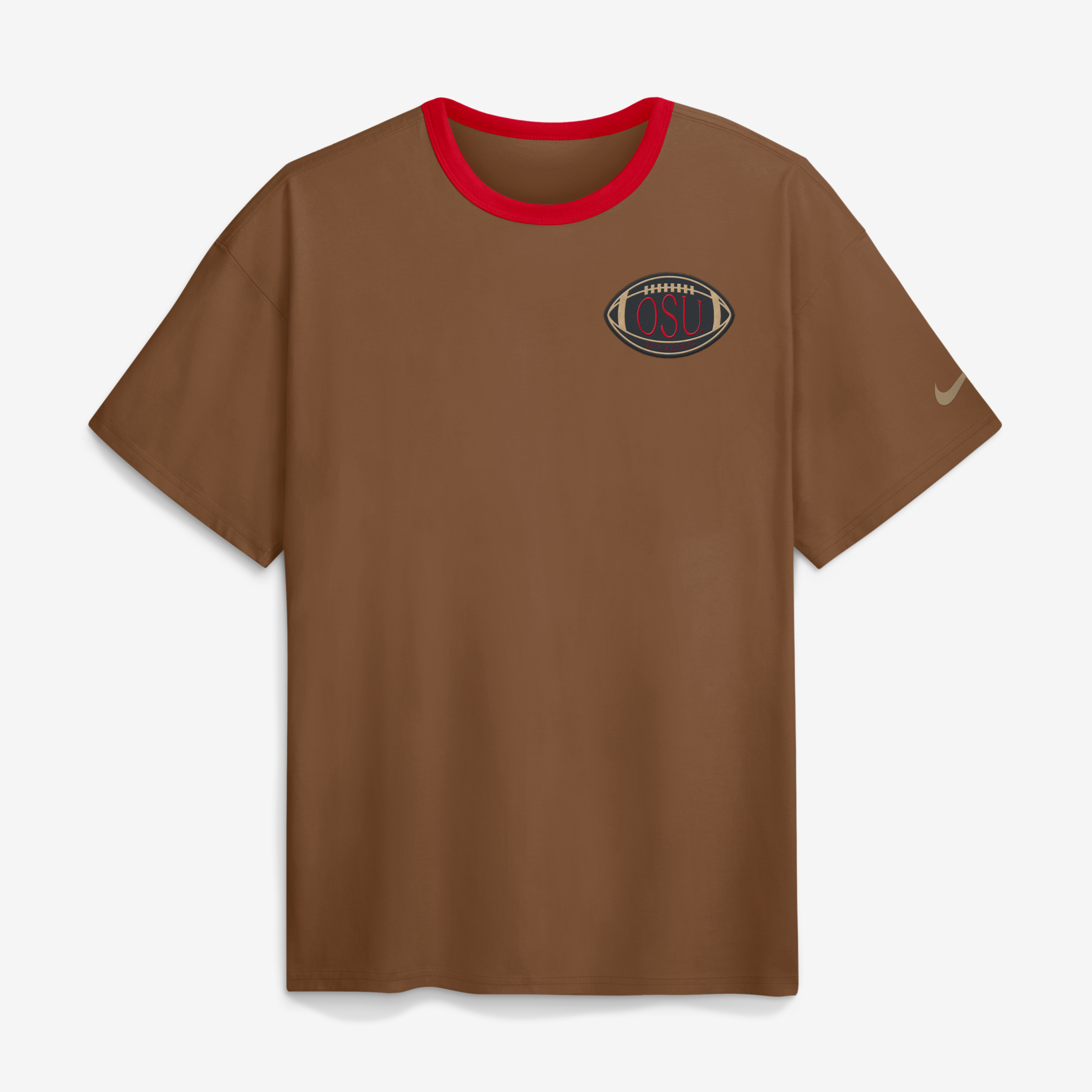 T-shirt Nike Max90 marron pour homme, motif écusson académique Ohio State Buckeyes
