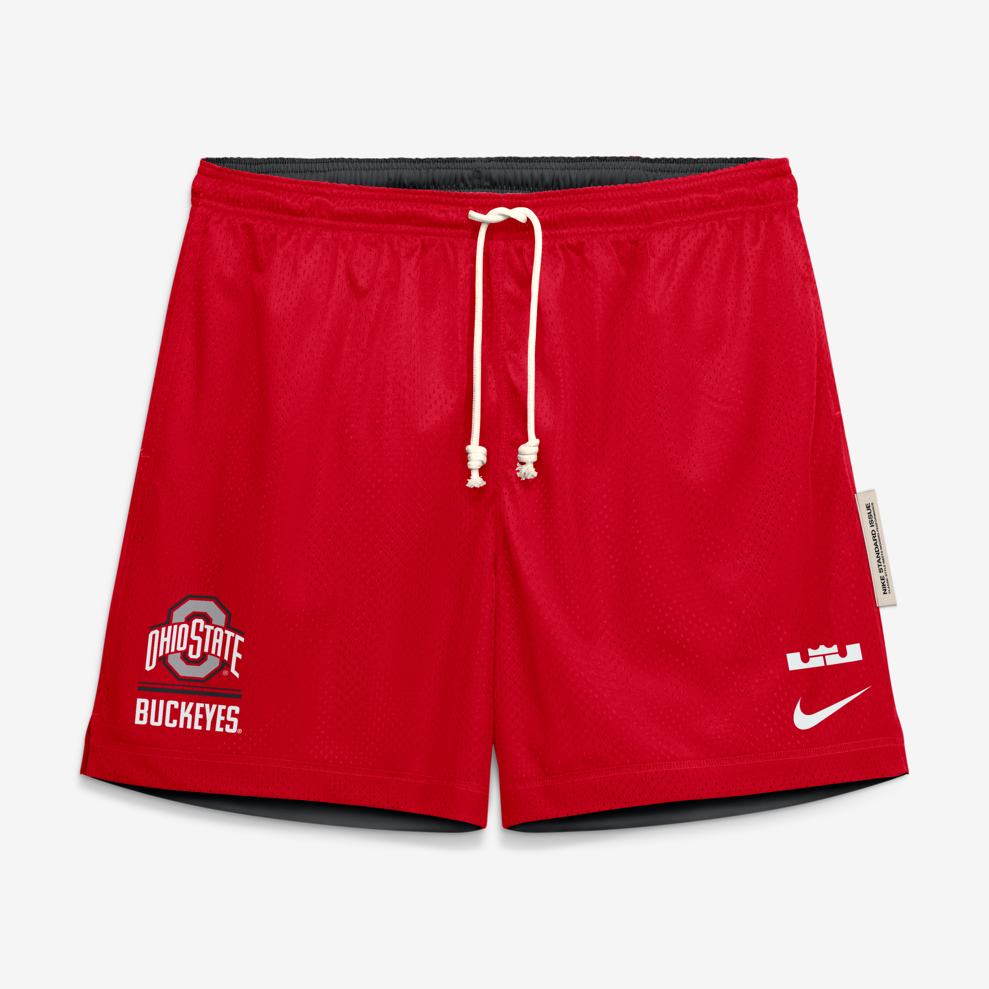 Men's Nike LeBron James Scarlet/Black Ohio State Buckeyes Courtside Reversible Dri-FIT Shorts