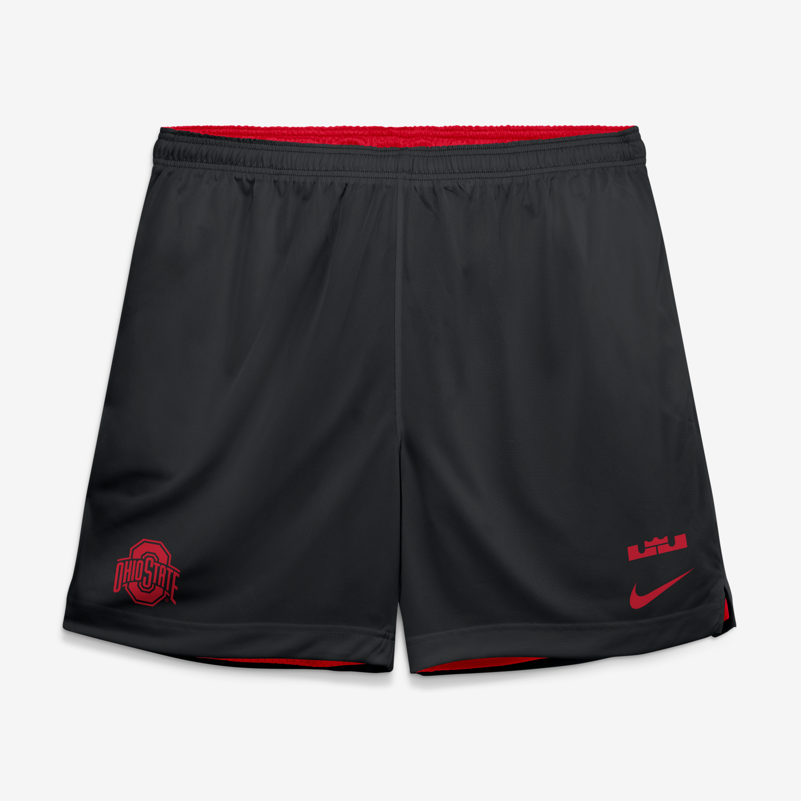 Men's Nike LeBron James Scarlet/Black Ohio State Buckeyes Courtside Reversible Dri-FIT Shorts