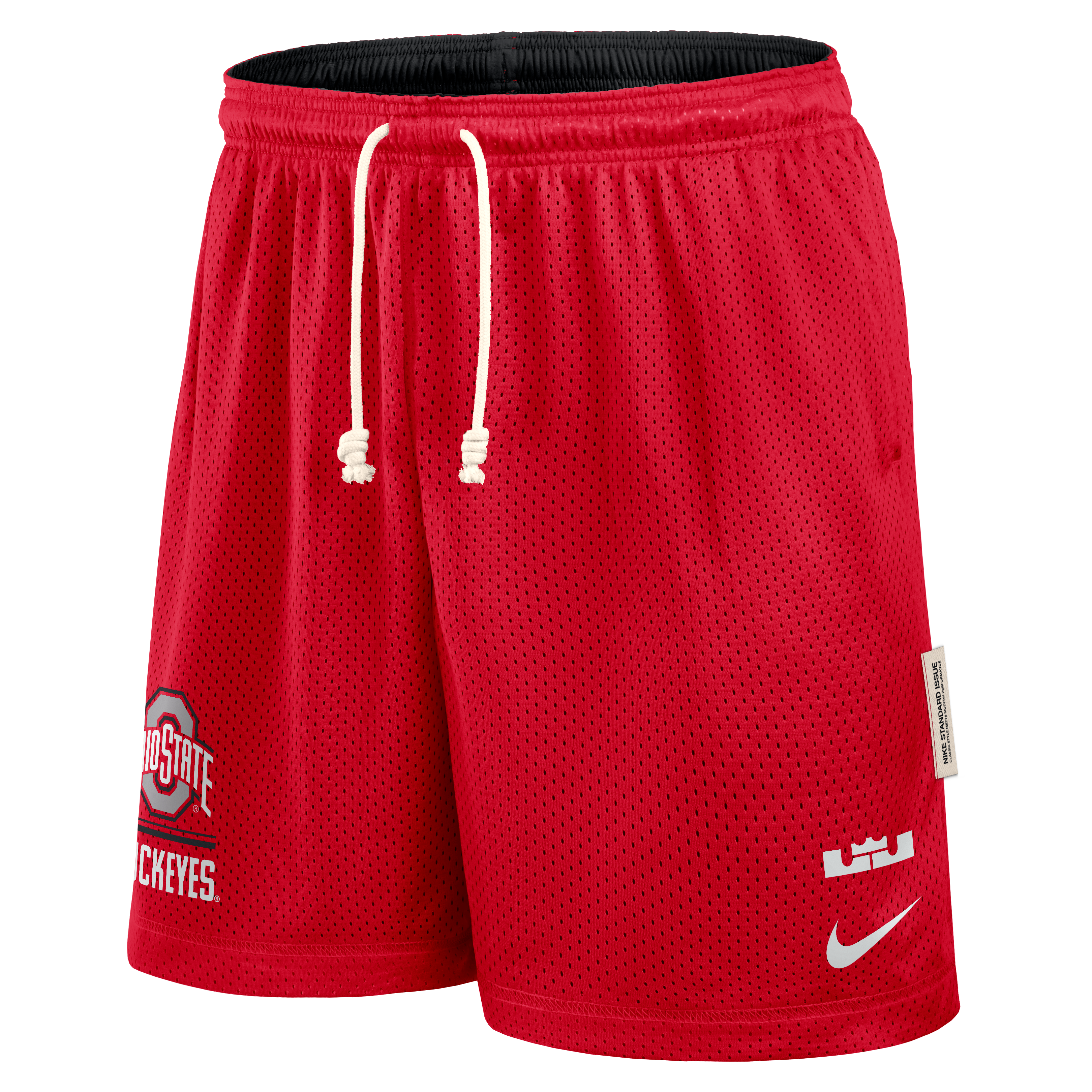 Men's Nike LeBron James Scarlet/Black Ohio State Buckeyes Courtside Reversible Dri-FIT Shorts