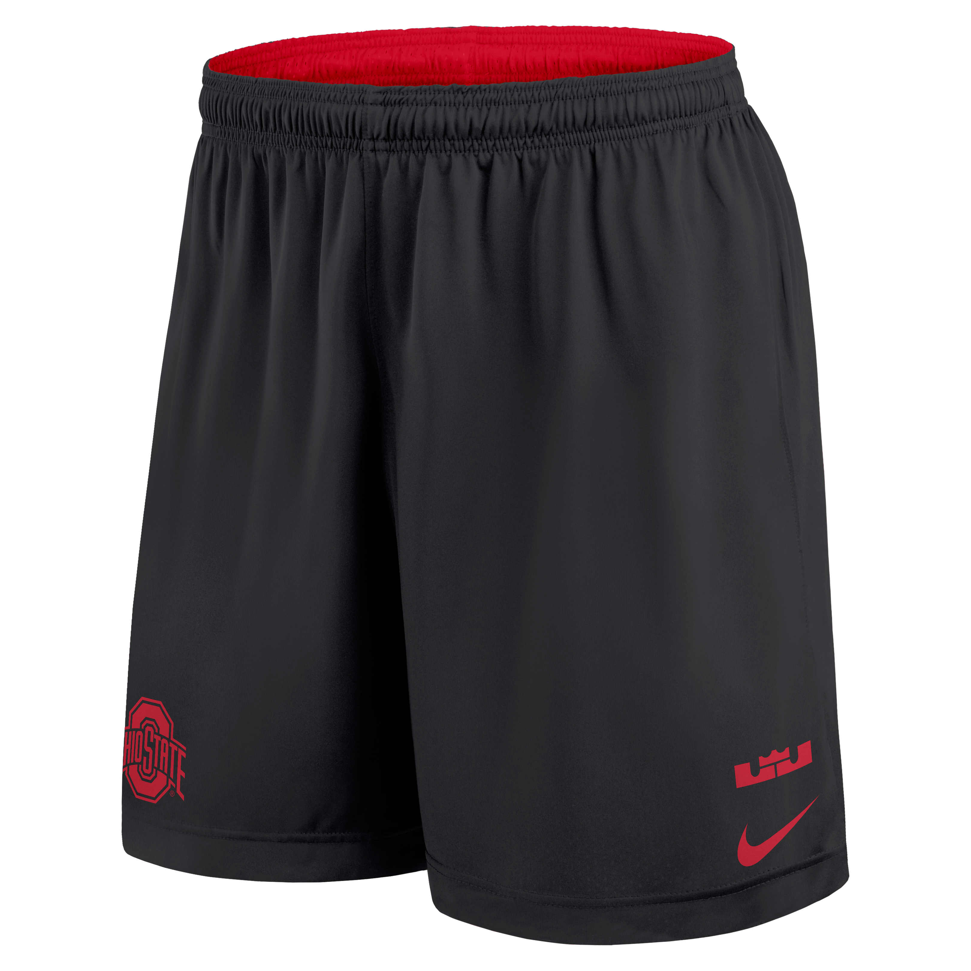 Men's Nike LeBron James Scarlet/Black Ohio State Buckeyes Courtside Reversible Dri-FIT Shorts
