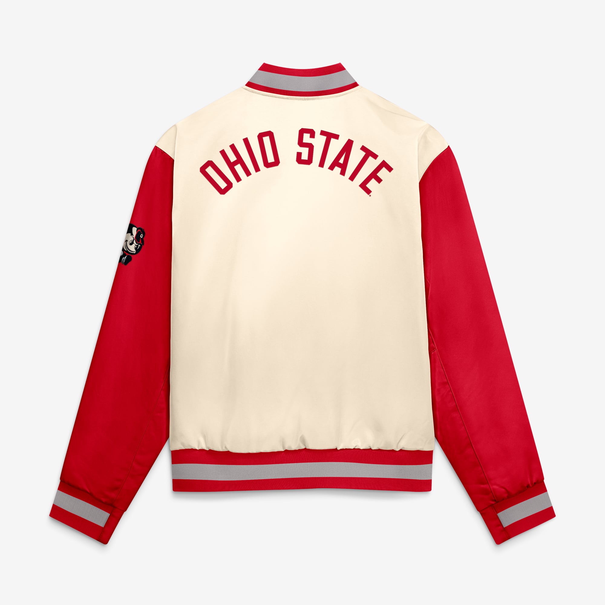 Men's Nike Natural/Scarlet Ohio State Buckeyes Legacy Full-Snap Bomber Jacket