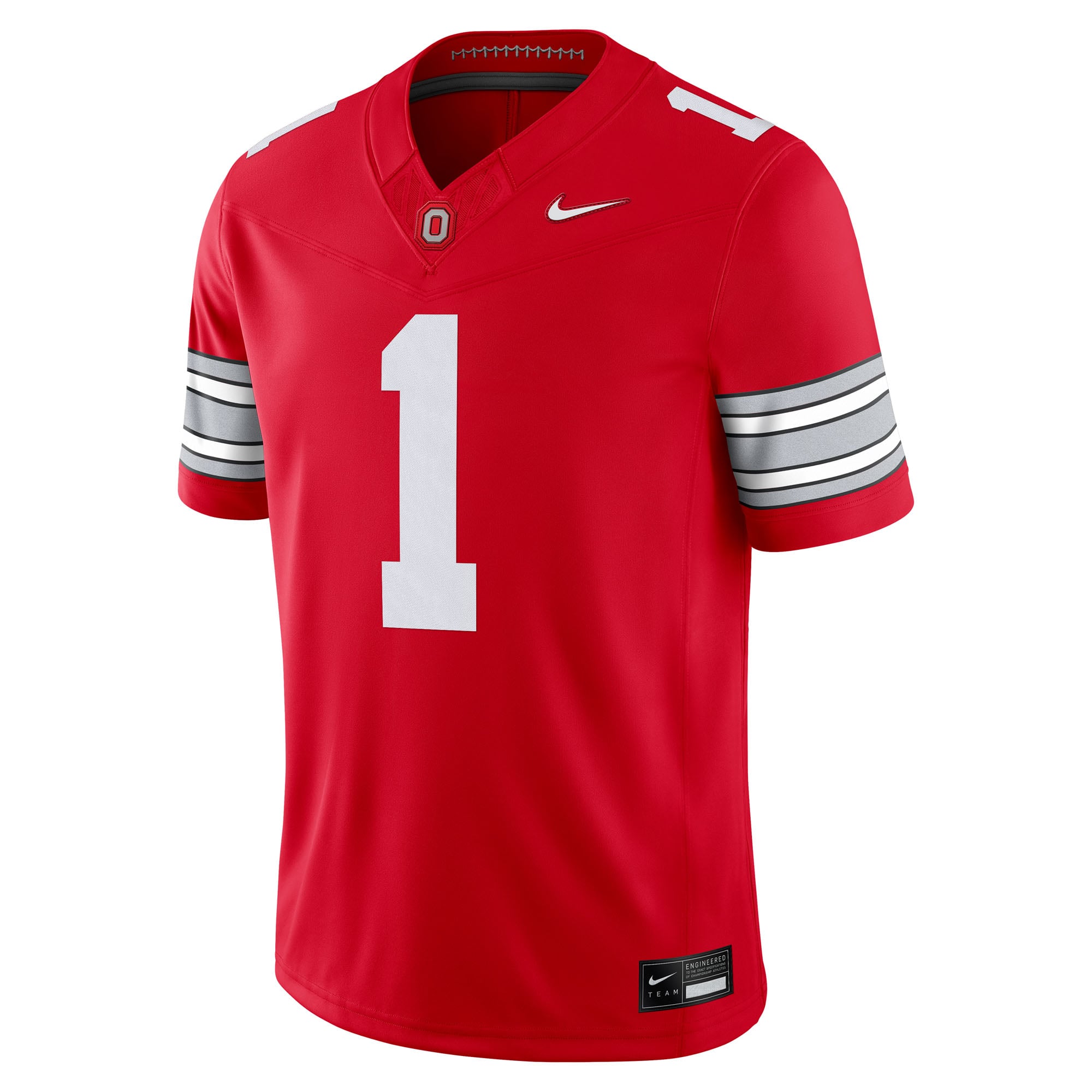 Maillot de football américain Nike Vapor F.U.S.E. Limited pour homme, numéro 1 écarlate, Ohio State Buckeyes, domicile.