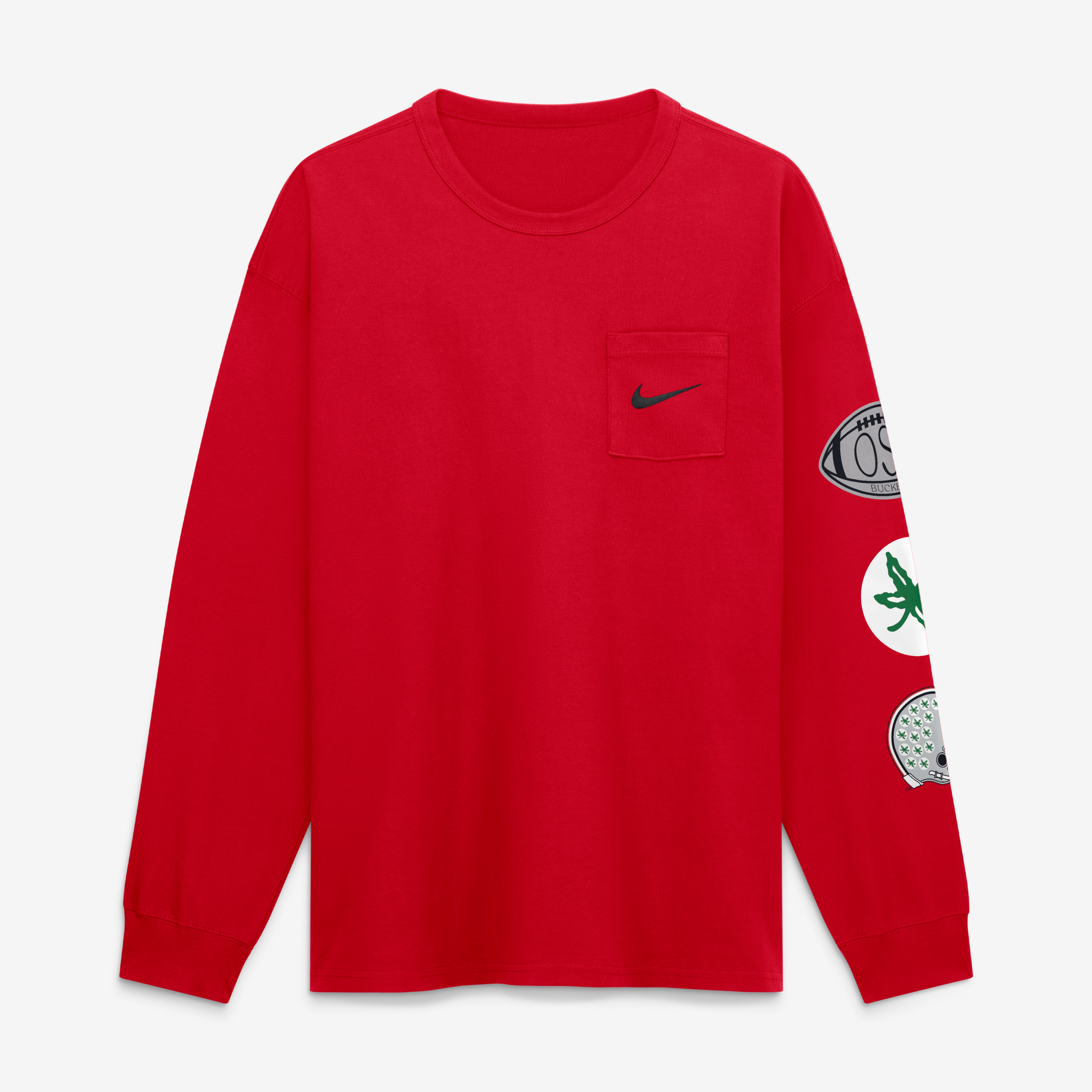 Men's Nike Scarlet Ohio State Buckeyes Academic Long Sleeve Pocket T-Shirt