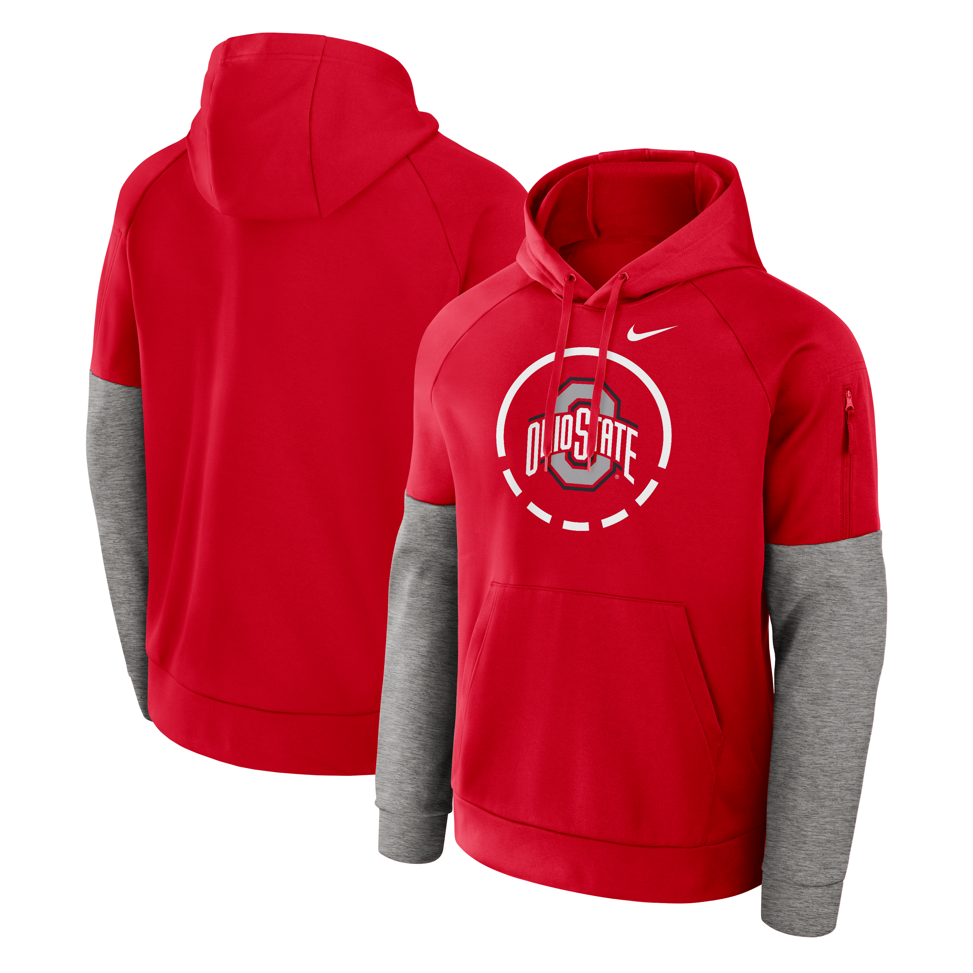 Sweat à capuche raglan en polaire Therma-FIT Nike Scarlet Ohio State Buckeyes Primetime Basketball pour homme