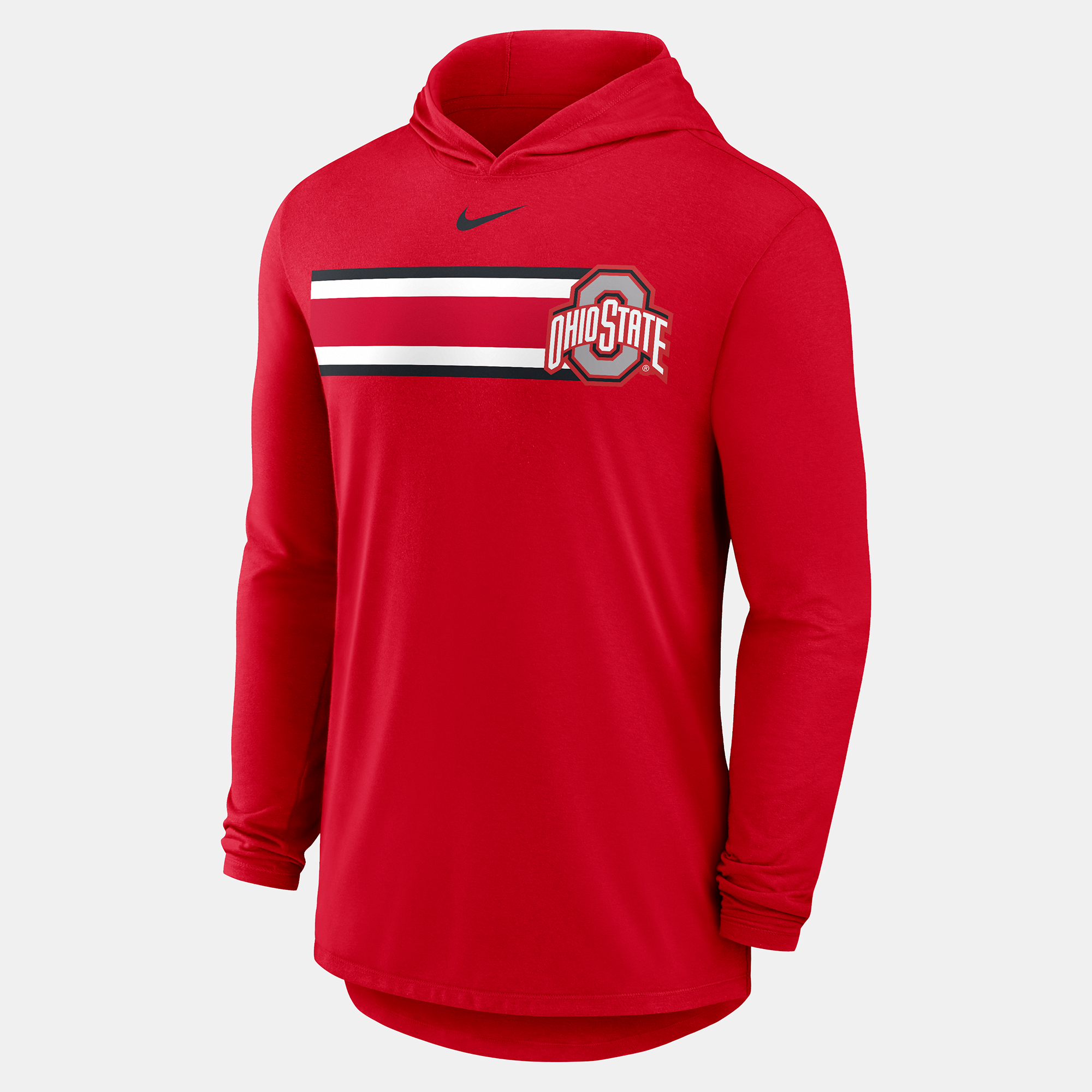 Men's Nike Scarlet Ohio State Buckeyes Primetime Pattern Tri-Blend Dri-FIT Long Sleeve Hooded T-Shirt