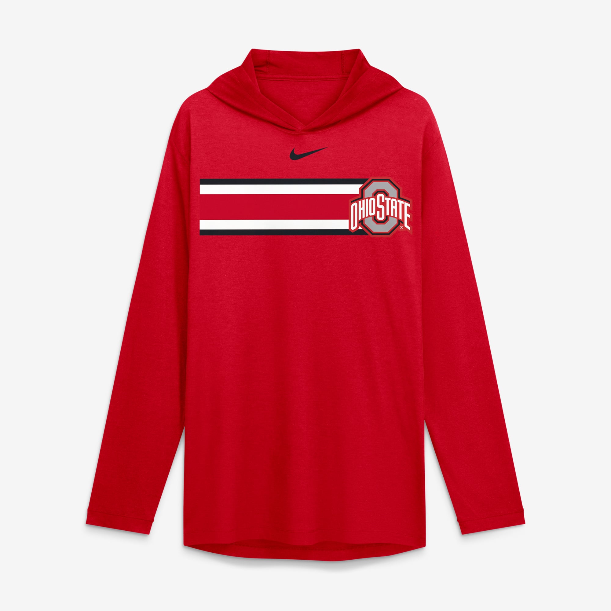T-shirt à capuche manches longues Nike Scarlet Ohio State Buckeyes Primetime Pattern Tri-Blend Dri-FIT pour homme