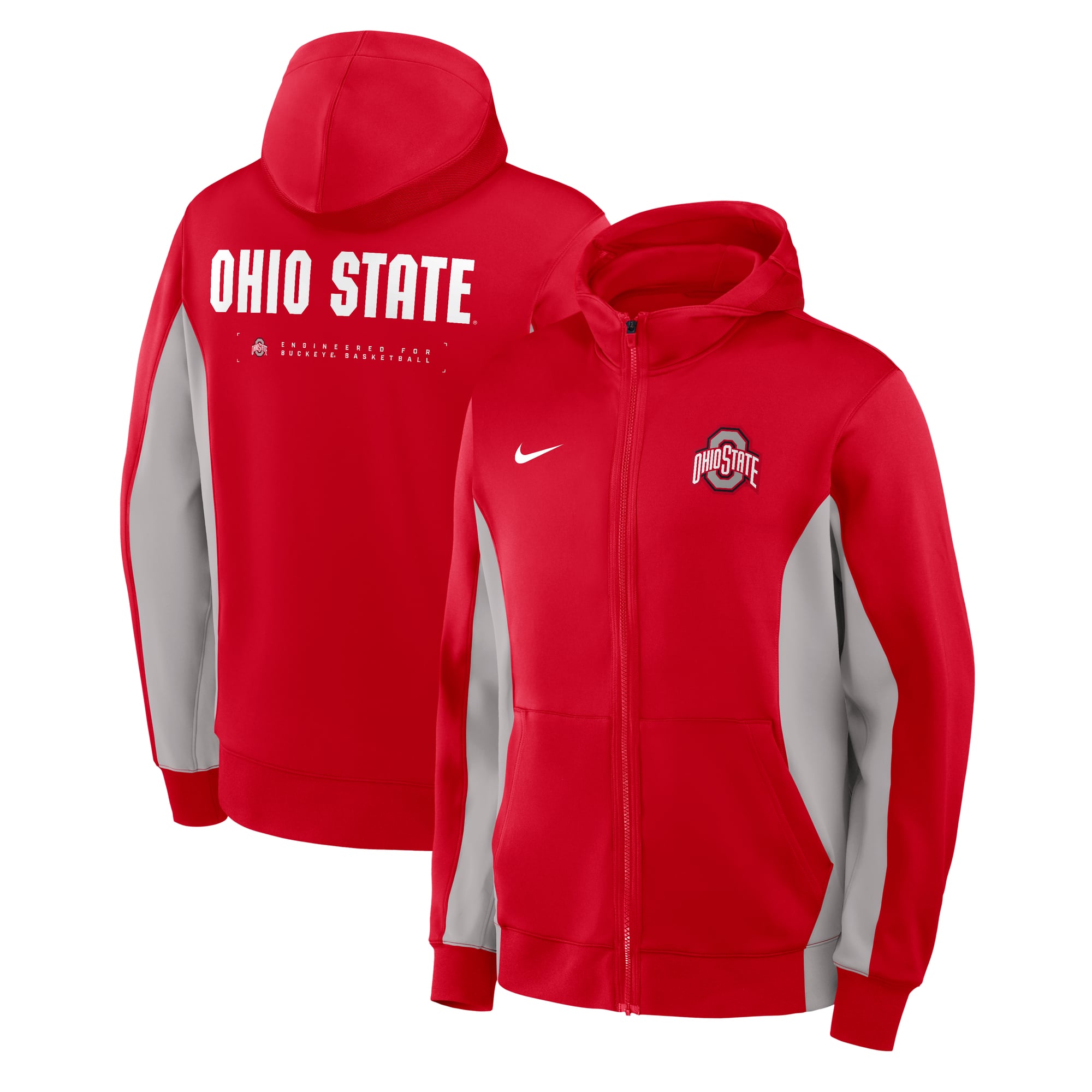 Men's Nike Scarlet/Gray Ohio State Buckeyes Courtside Game Dri-FIT Full-Zip Hooded Jacket
