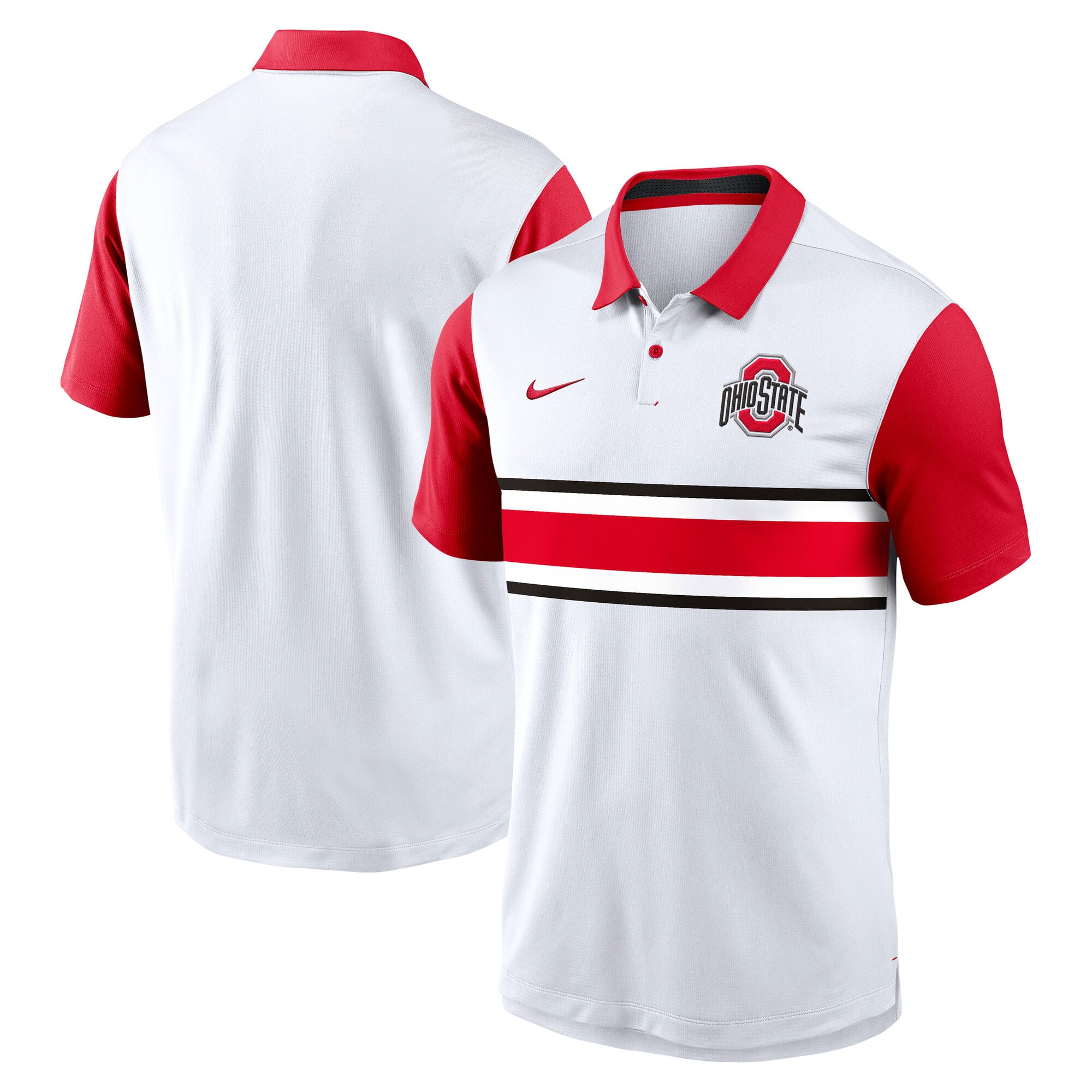 Men's Nike White Ohio State Buckeyes Campus Pattern Vapor Dri-FIT Polo
