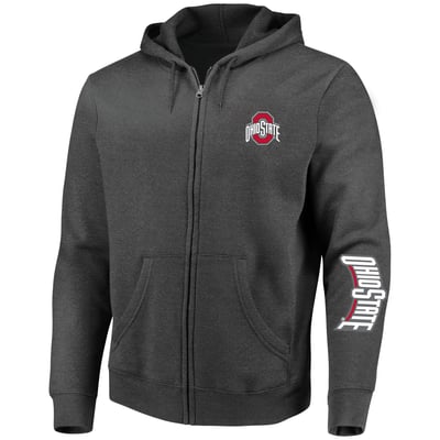Ohio State Buckeyes Profile Big & Tall Full-Zip Hoodie - Heather Charcoal