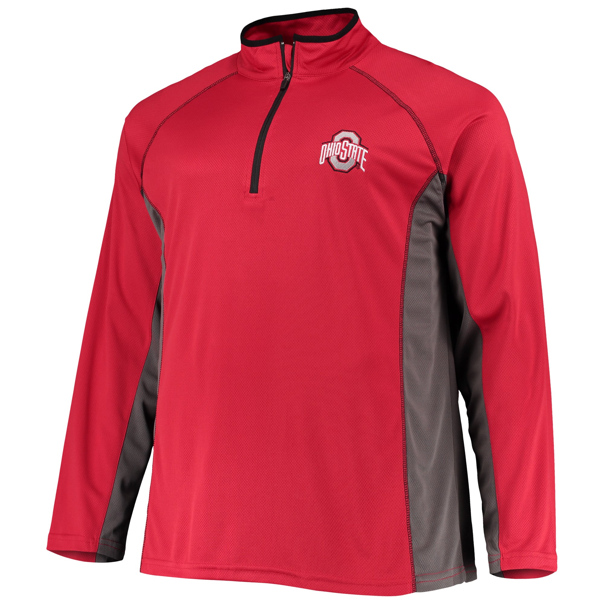 Veste raglan texturée à quart de zip pour homme, rouge écarlate, Ohio State Buckeyes, grandes tailles