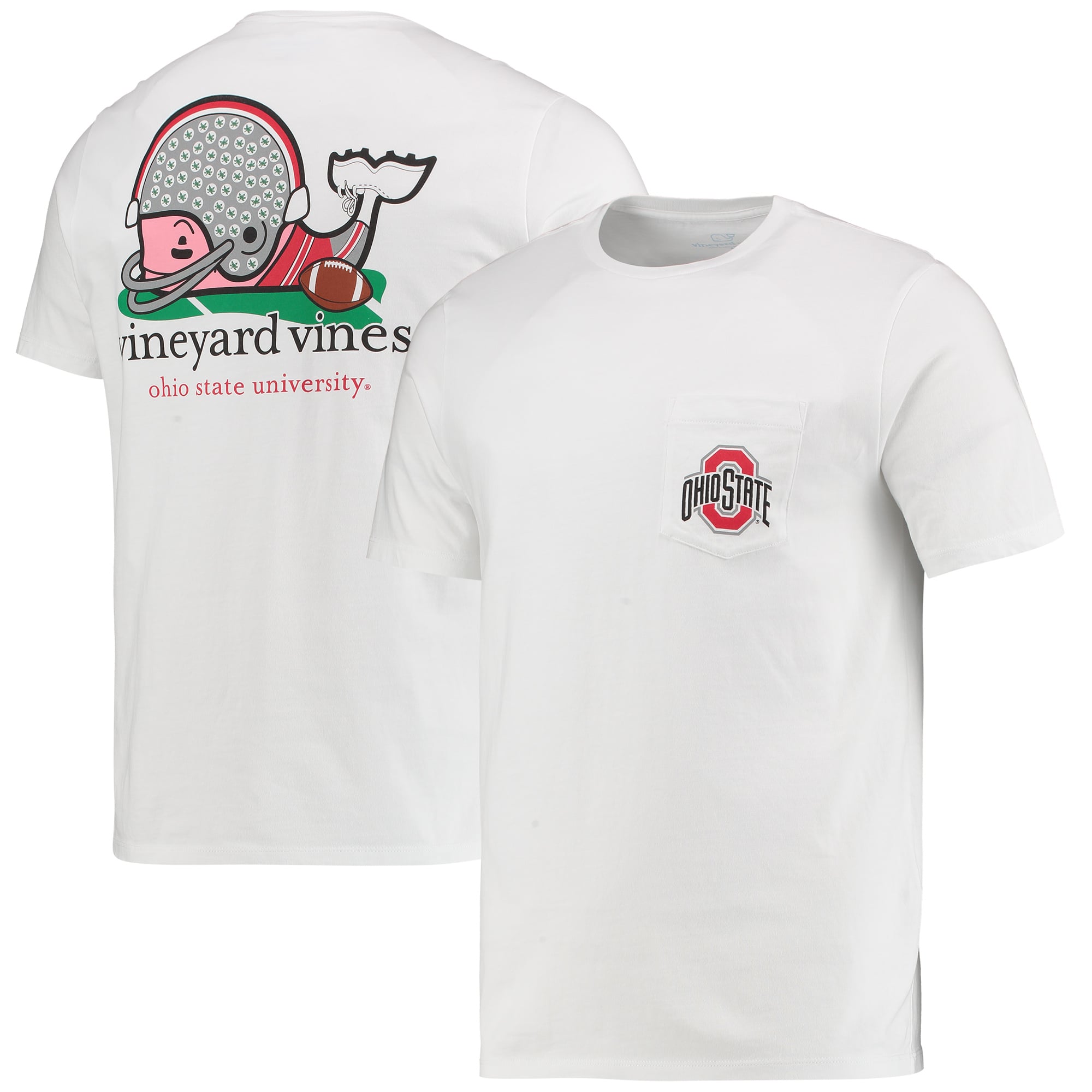 Men's Vineyard Vines White Ohio State Buckeyes Football Whale T-Shirt