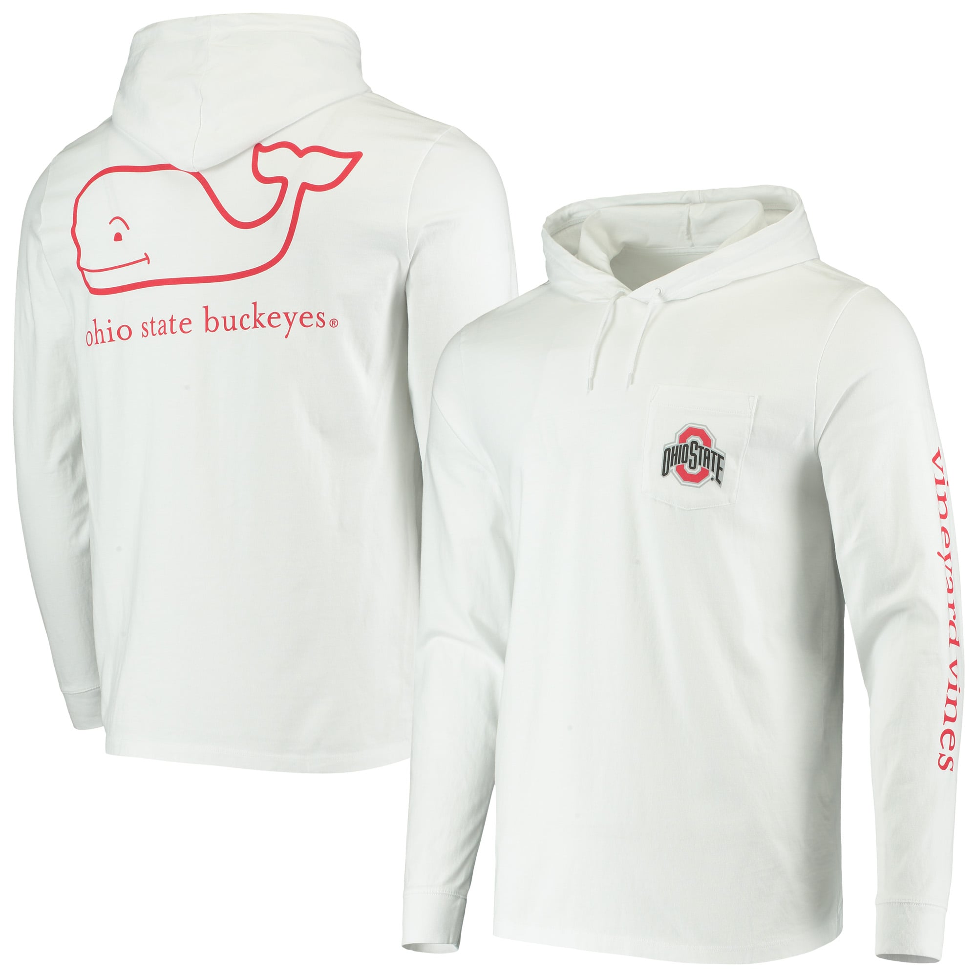 Men's Vineyard Vines White Ohio State Buckeyes Whale Long Sleeve