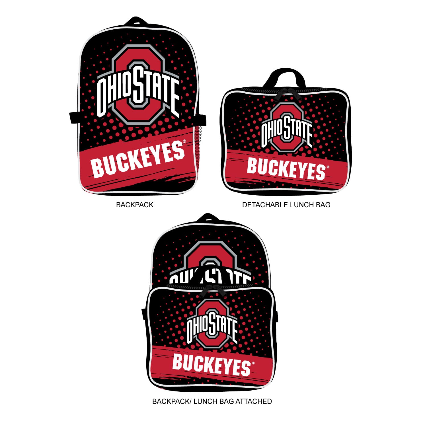 Ensemble sac à dos et boîte à lunch MOJO Ohio State Buckeyes (2 pièces)