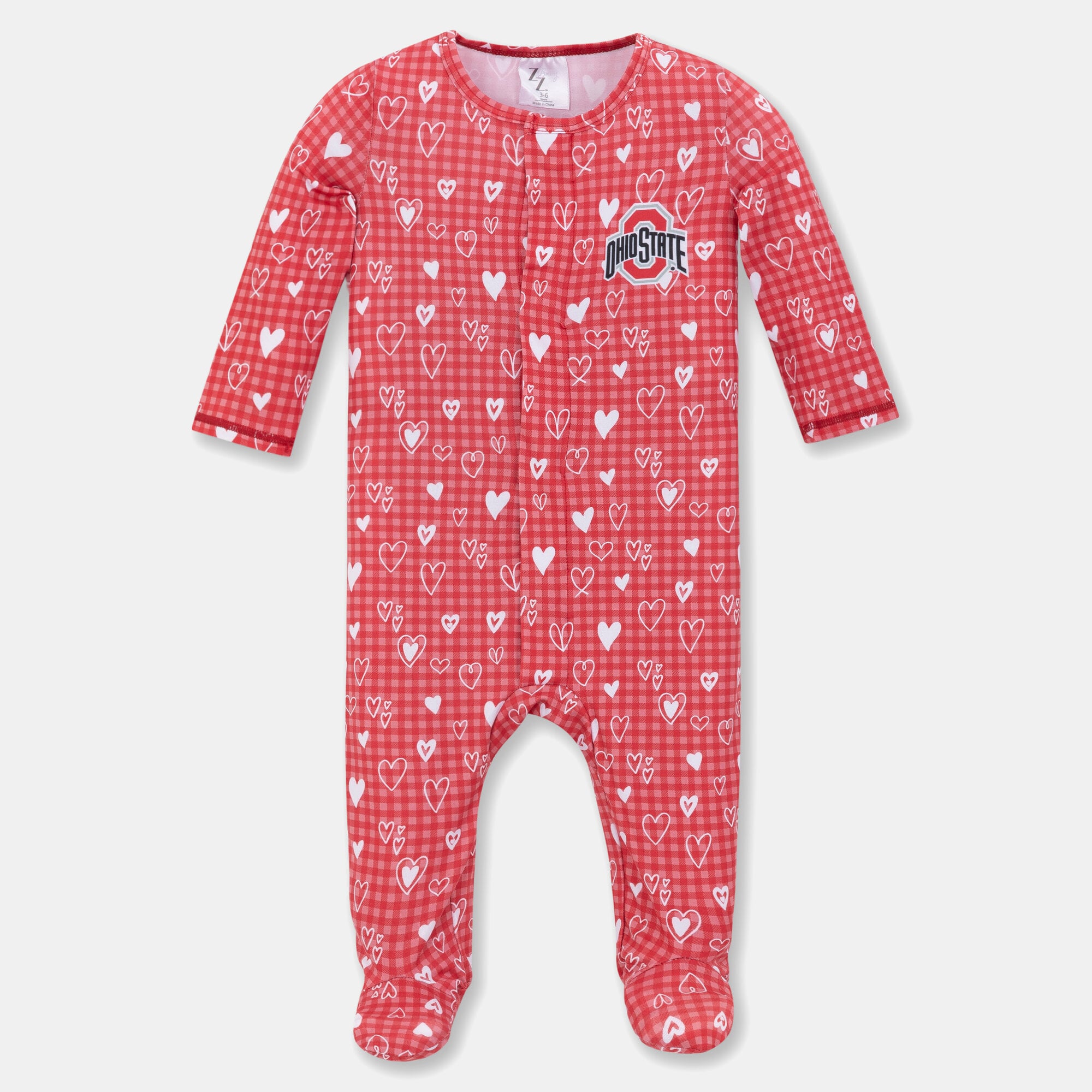 Newborn & Infant ZooZatz Scarlet Ohio State Buckeyes Hearts Magnetic Closure Sleeper