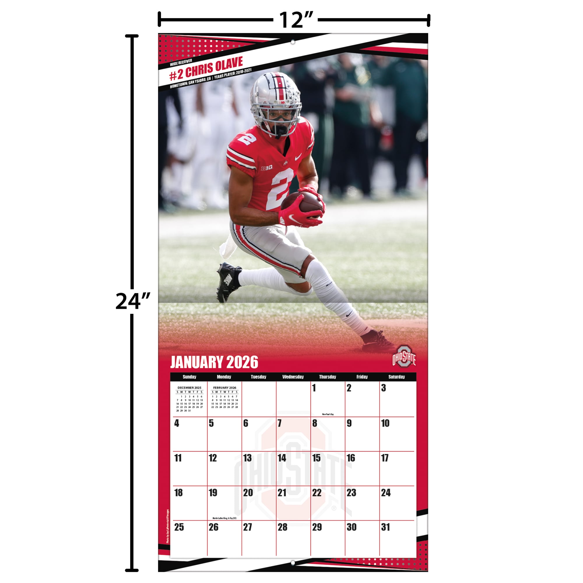 Ohio State Buckeyes 12” x 12” 2026 Team Wall Calendar