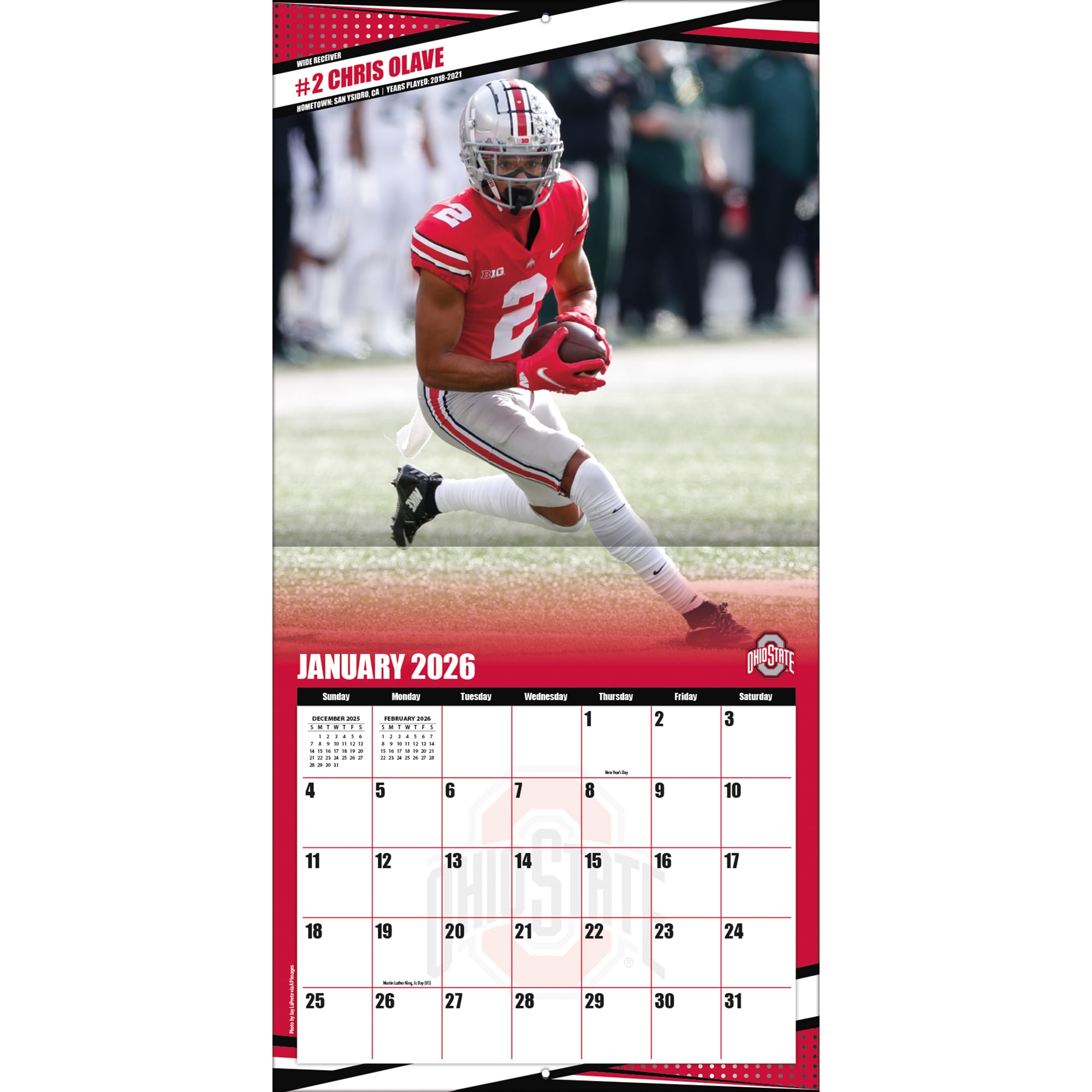 Ohio State Buckeyes 12” x 12” 2026 Team Wall Calendar