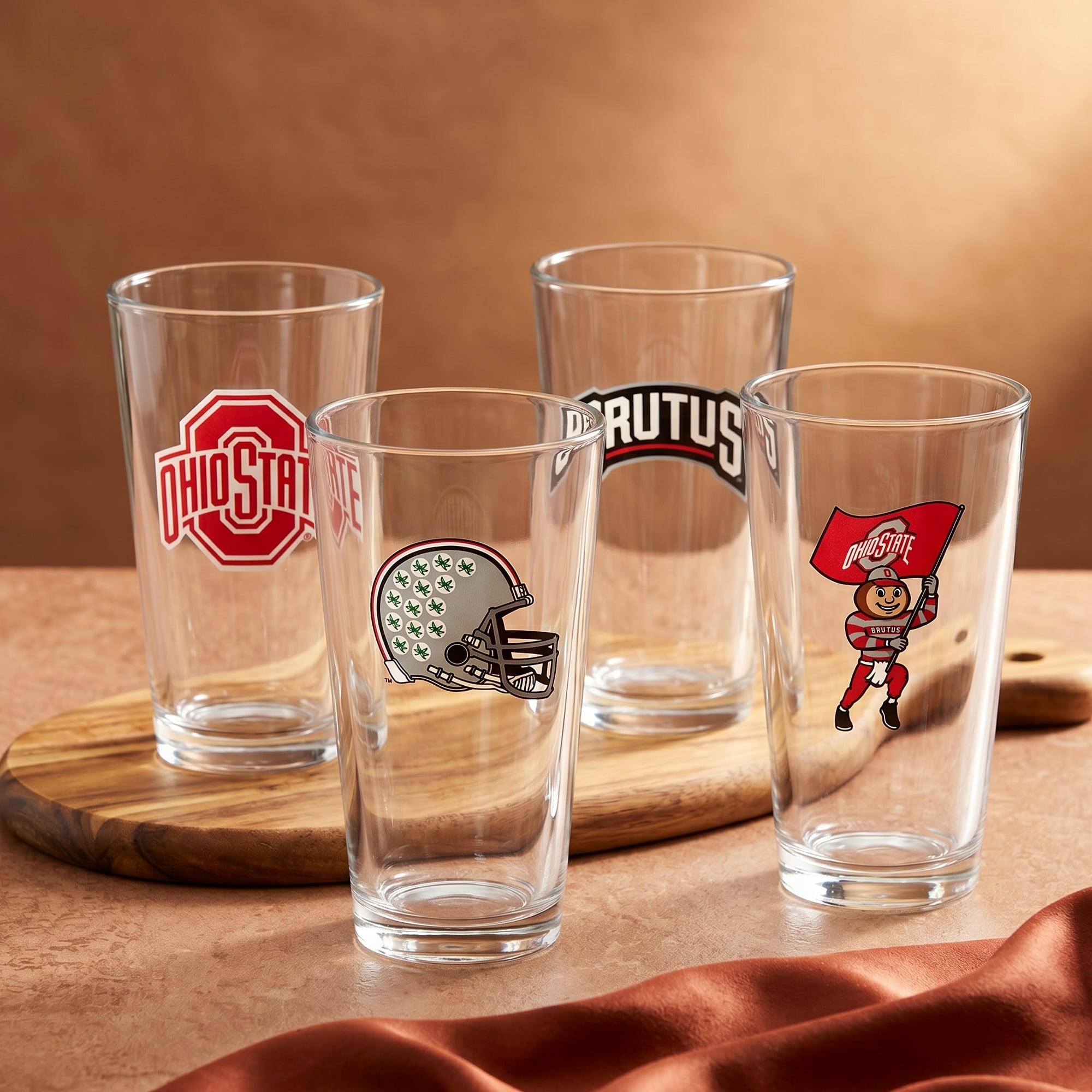 Ensemble de quatre verres à bière de collection Ohio State Buckeyes de 473 ml (16 oz).