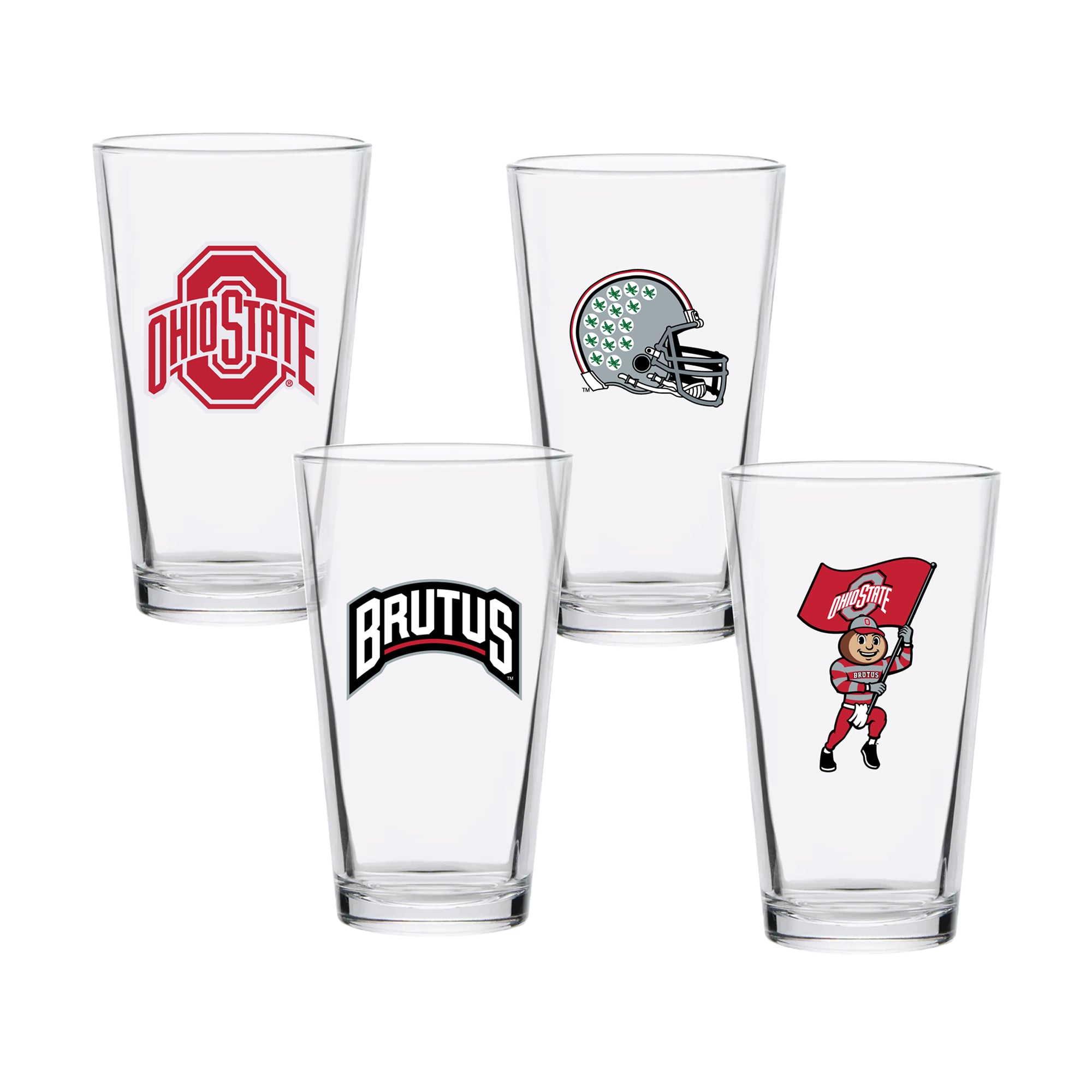 Ensemble de quatre verres à bière de collection Ohio State Buckeyes de 473 ml (16 oz).