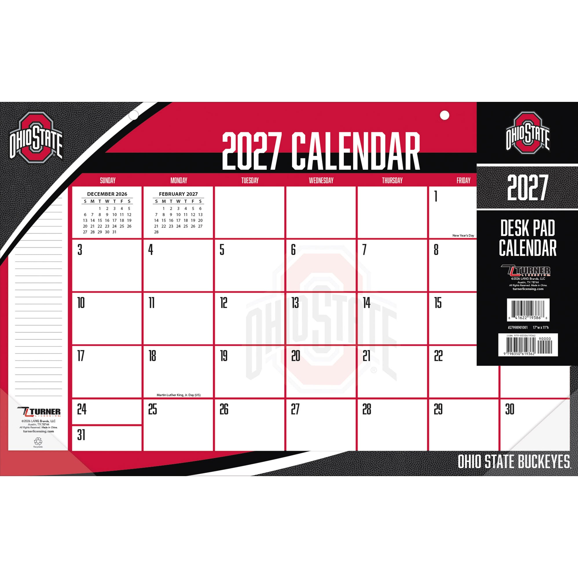 Ohio State Buckeyes 17" x 11" Desk Pad Calendar