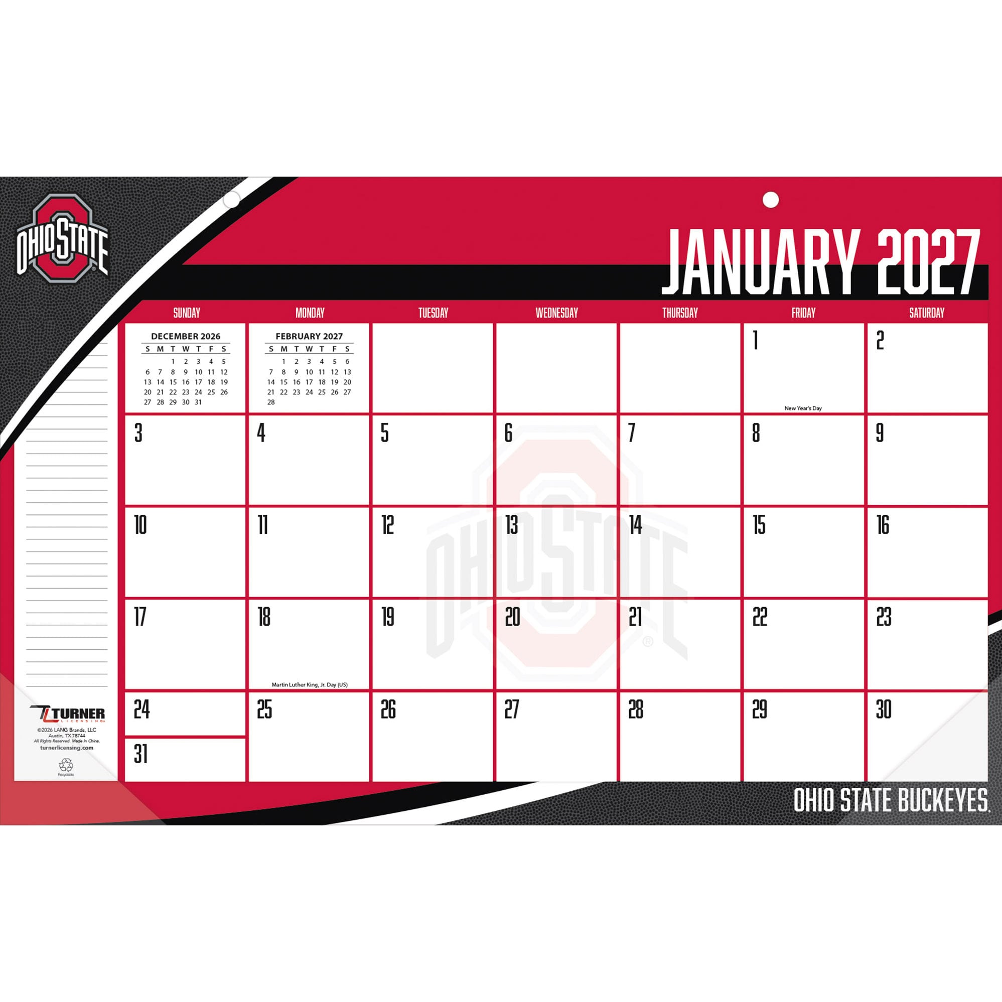 Ohio State Buckeyes 17" x 11" Desk Pad Calendar