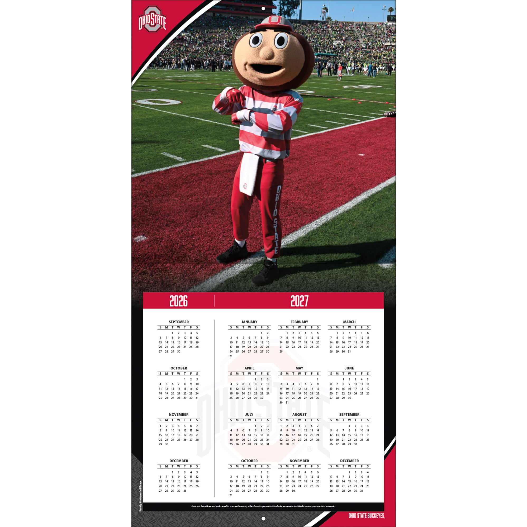 Ohio State Buckeyes 2027 12” x 12” Team Wall Calendar