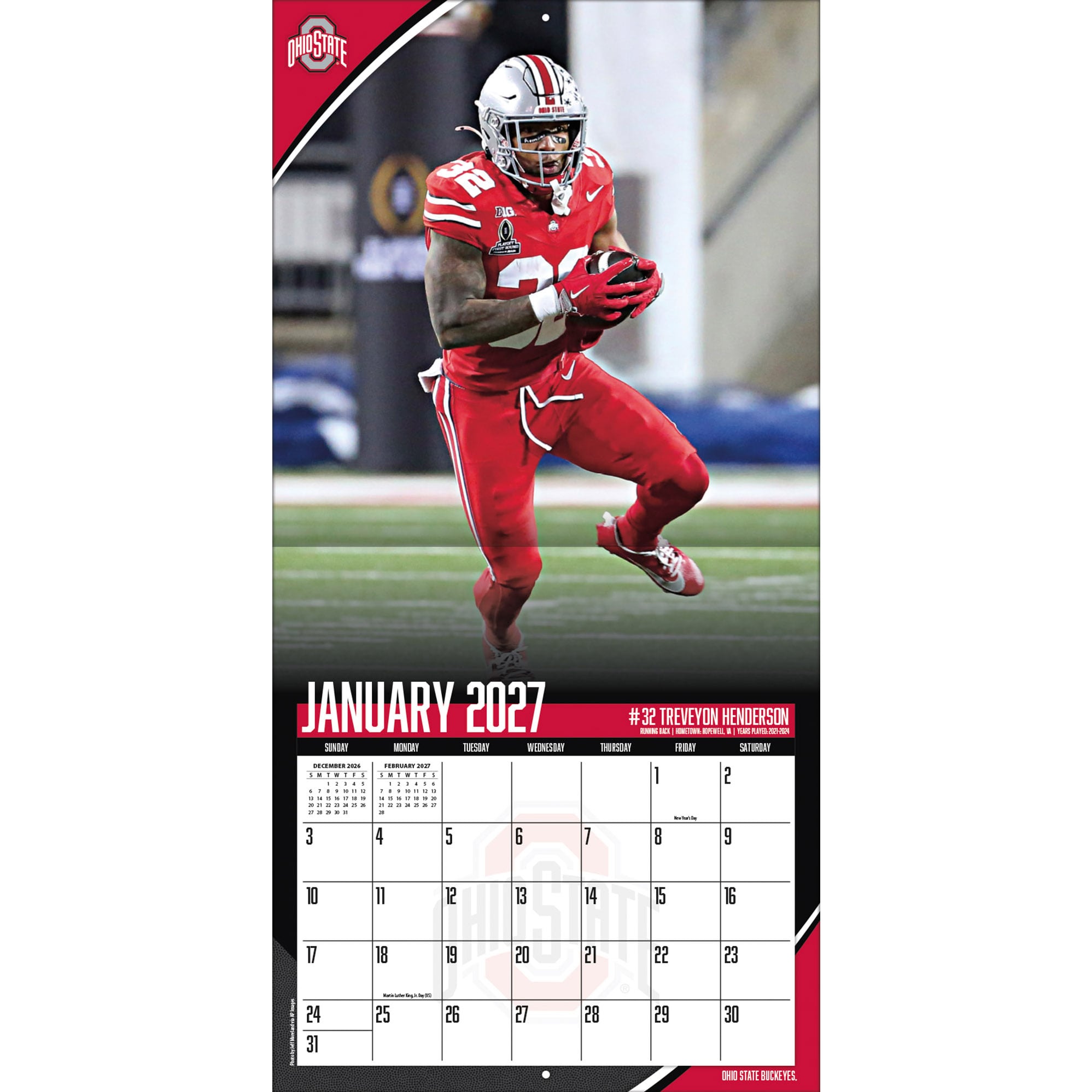 Ohio State Buckeyes 2027 12” x 12” Team Wall Calendar