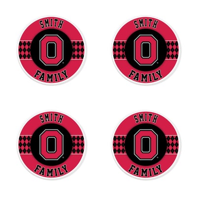 Ohio State Buckeyes 4" Personalized Circular Coasters 4-Pack Set