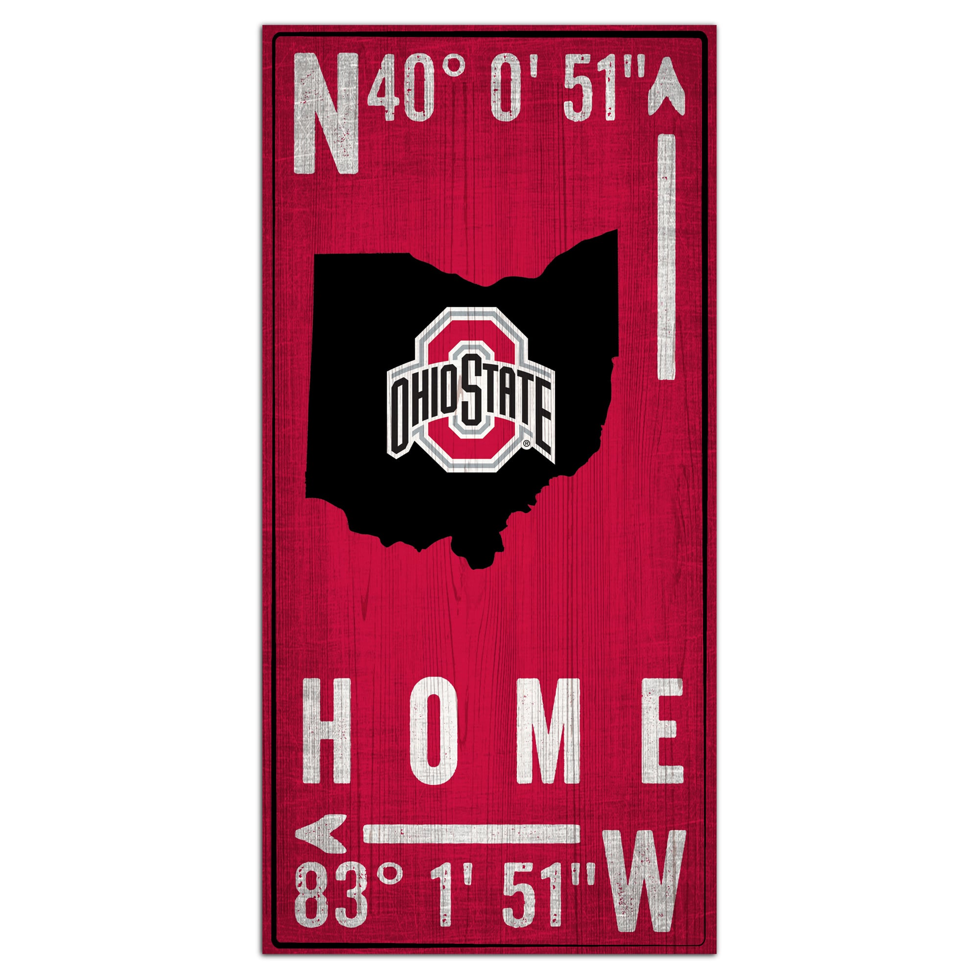 Ohio State Buckeyes 6'' x 12'' Team Coordinate Sign