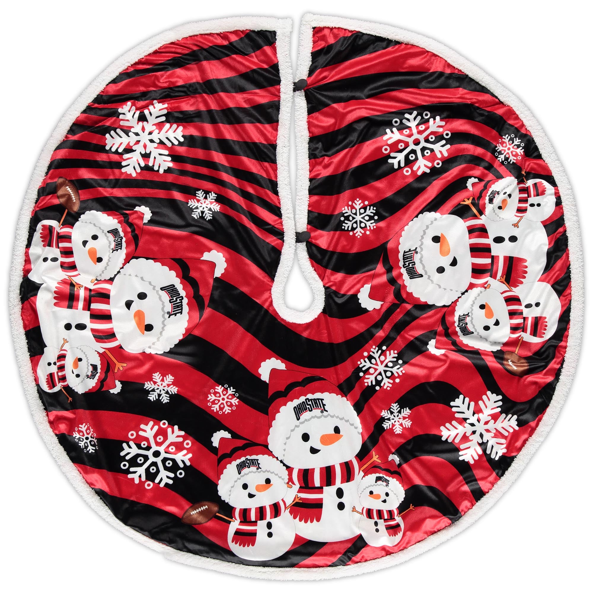 Ohio State Buckeyes Snowman Sherpa Christmas Tree Skirt