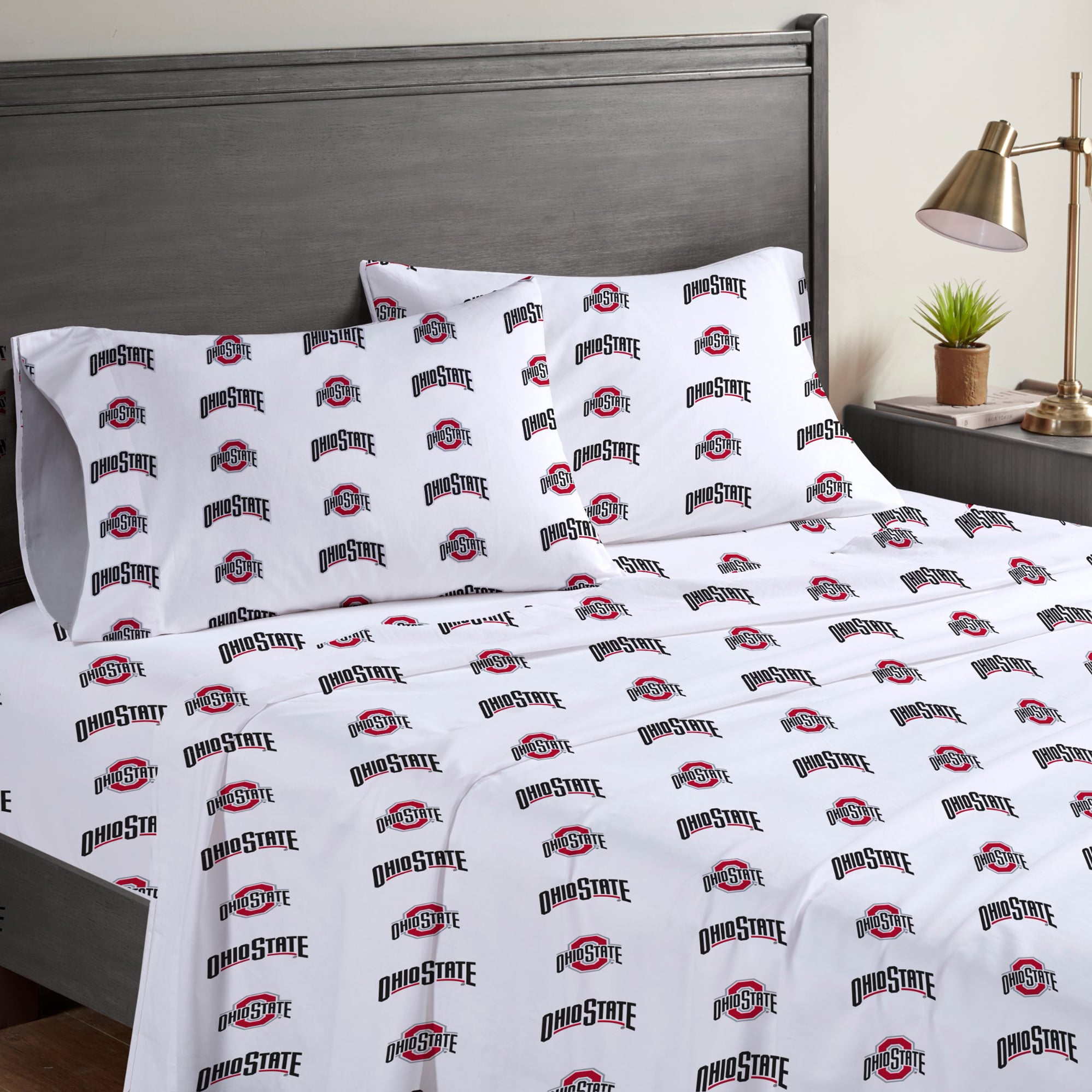 Ensemble de draps quatre pièces Pegasus Ohio State Buckeyes pour lit queen