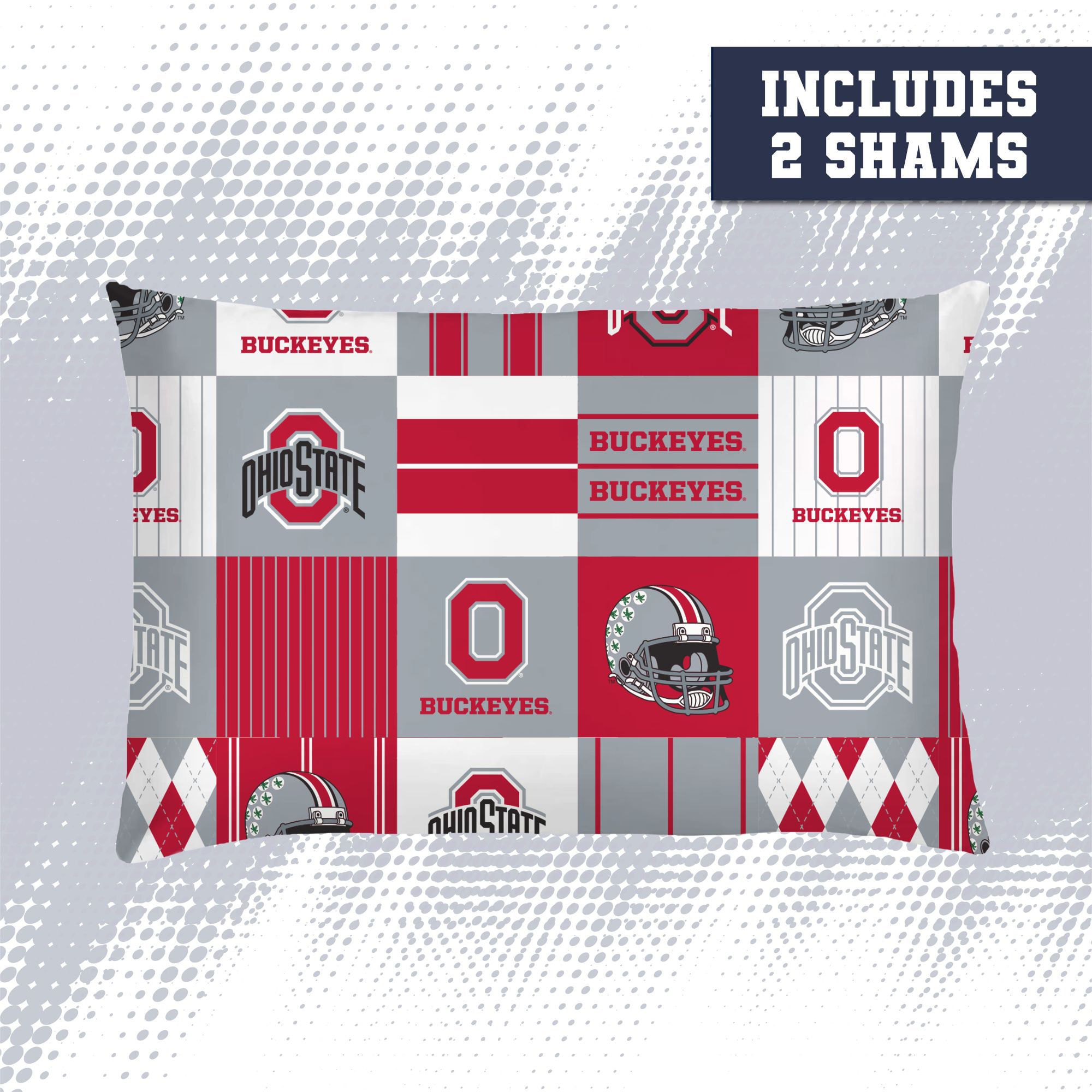 Ensemble de literie trois pièces à carreaux patchwork Pegasus Ohio State Buckeyes pour lit double/queen