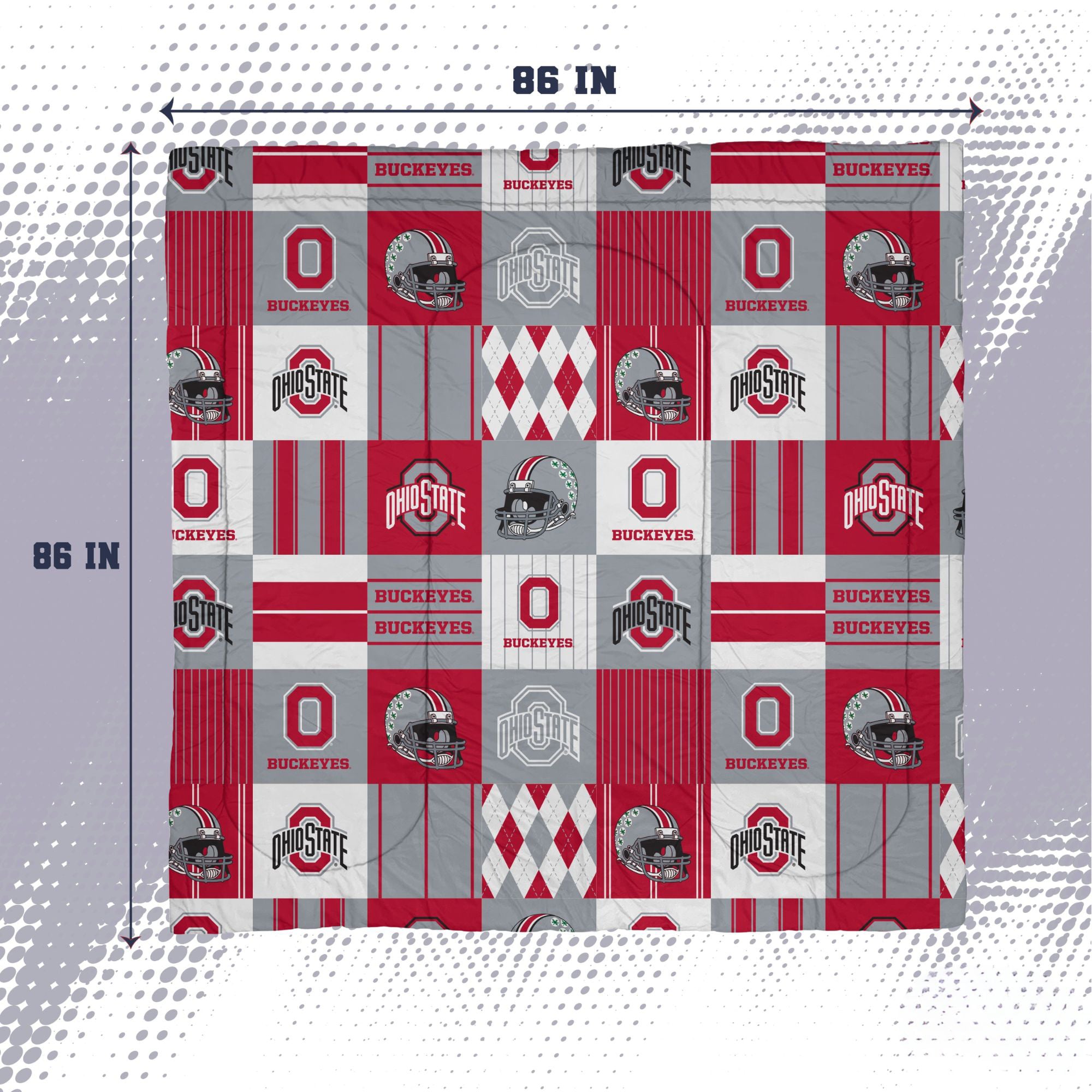 Ensemble de literie trois pièces à carreaux patchwork Pegasus Ohio State Buckeyes pour lit double/queen