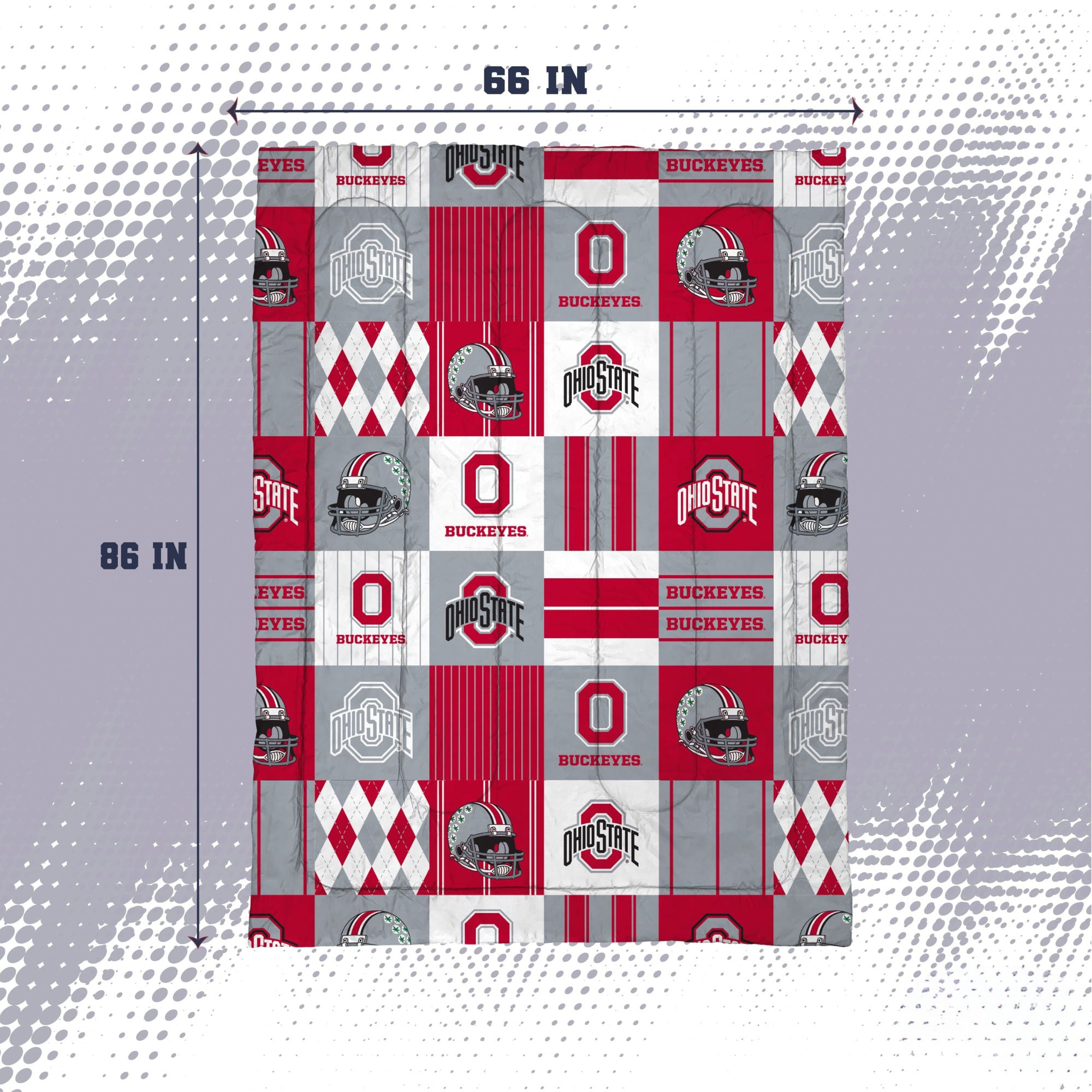 Ensemble de literie deux pièces Pegasus Ohio State Buckeyes Patchwork Plaid pour lit simple/simple XL