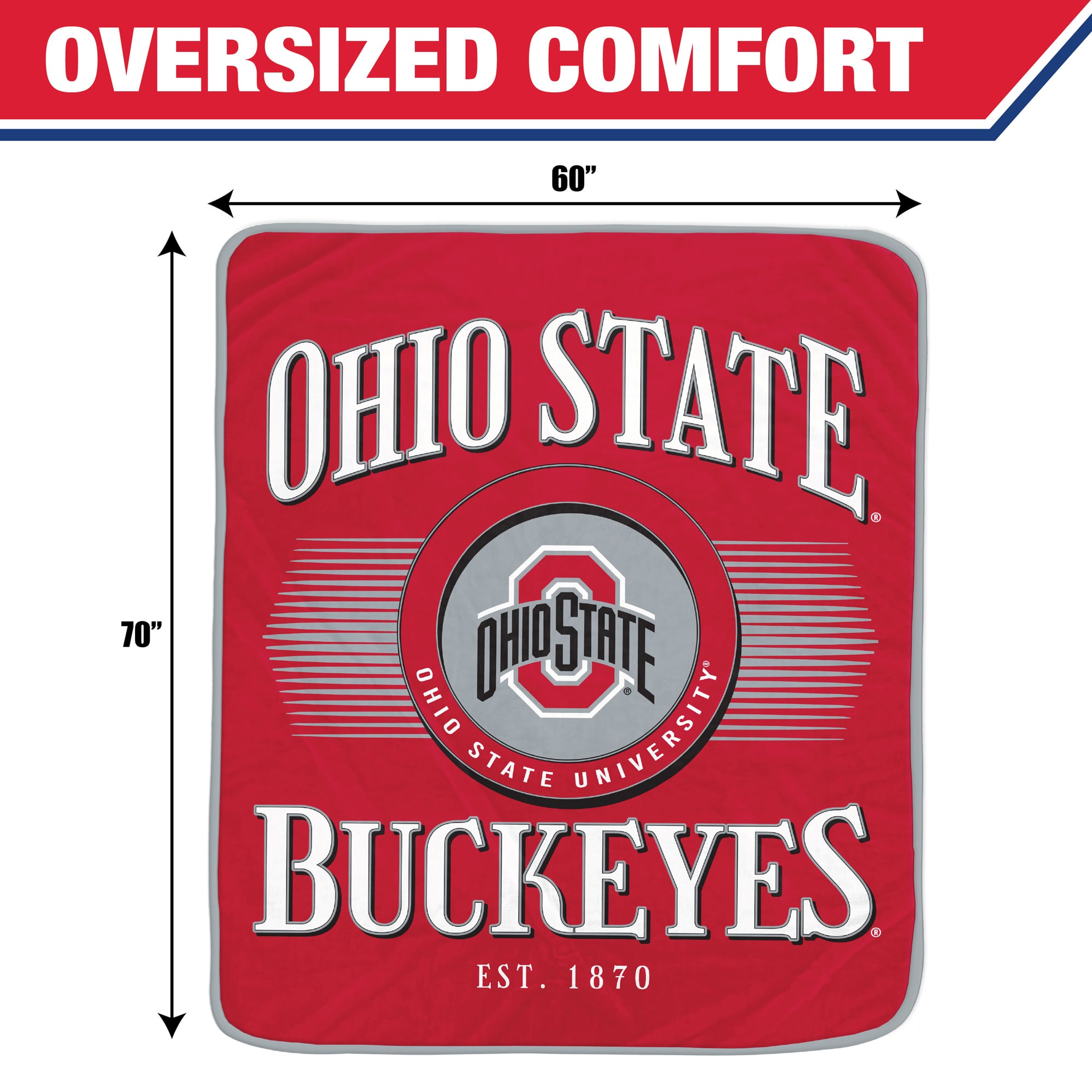 Couverture ultra douce Pegasus Ohio State Buckeyes Spotlight Arch 60" x 70"