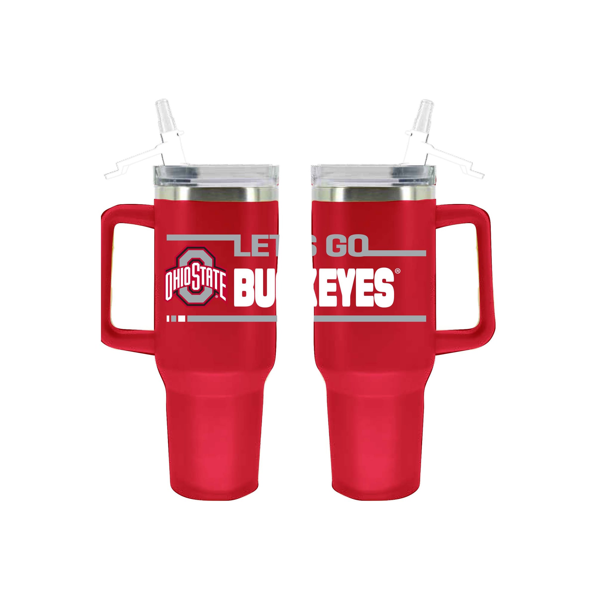 Gobelet isotherme The Memory Company Ohio State Buckeyes de 1,2 L (40 oz) en acier inoxydable aux couleurs de l'équipe, avec paille rabattable.