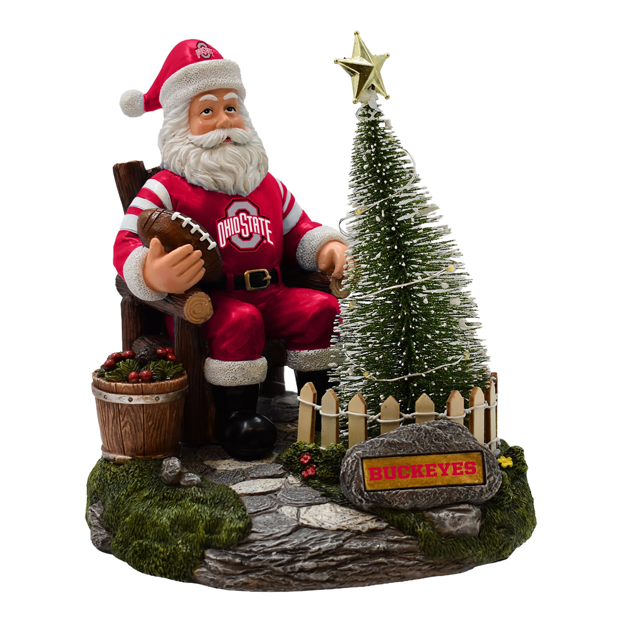Figurine de Père Noël des Ohio State Buckeyes de The Memory Company avec sapin LED