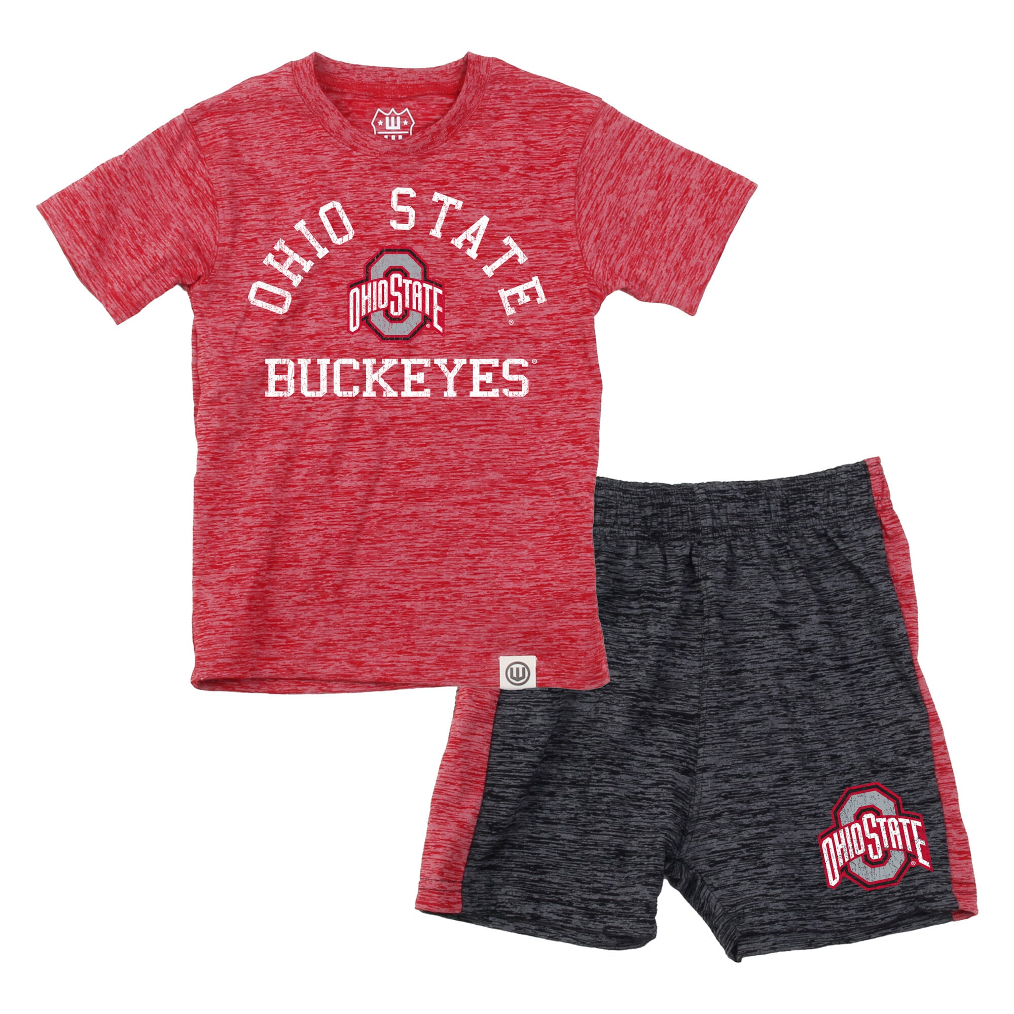 Ensemble t-shirt et short en laine nuageuse Wes & Willy Scarlet Ohio State Buckeyes pour tout-petits