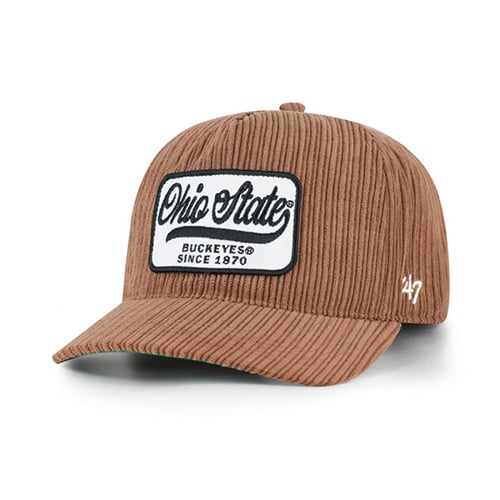 Chapeau unisexe marron Ohio State Buckeyes en velours côtelé à patchs et à fixation réglable