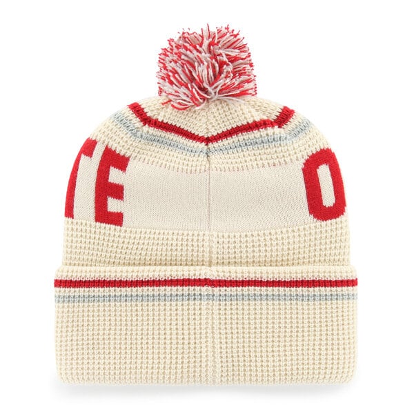 Bonnet unisexe '47 crème Ohio State Buckeyes en maille gaufrée à revers avec pompon